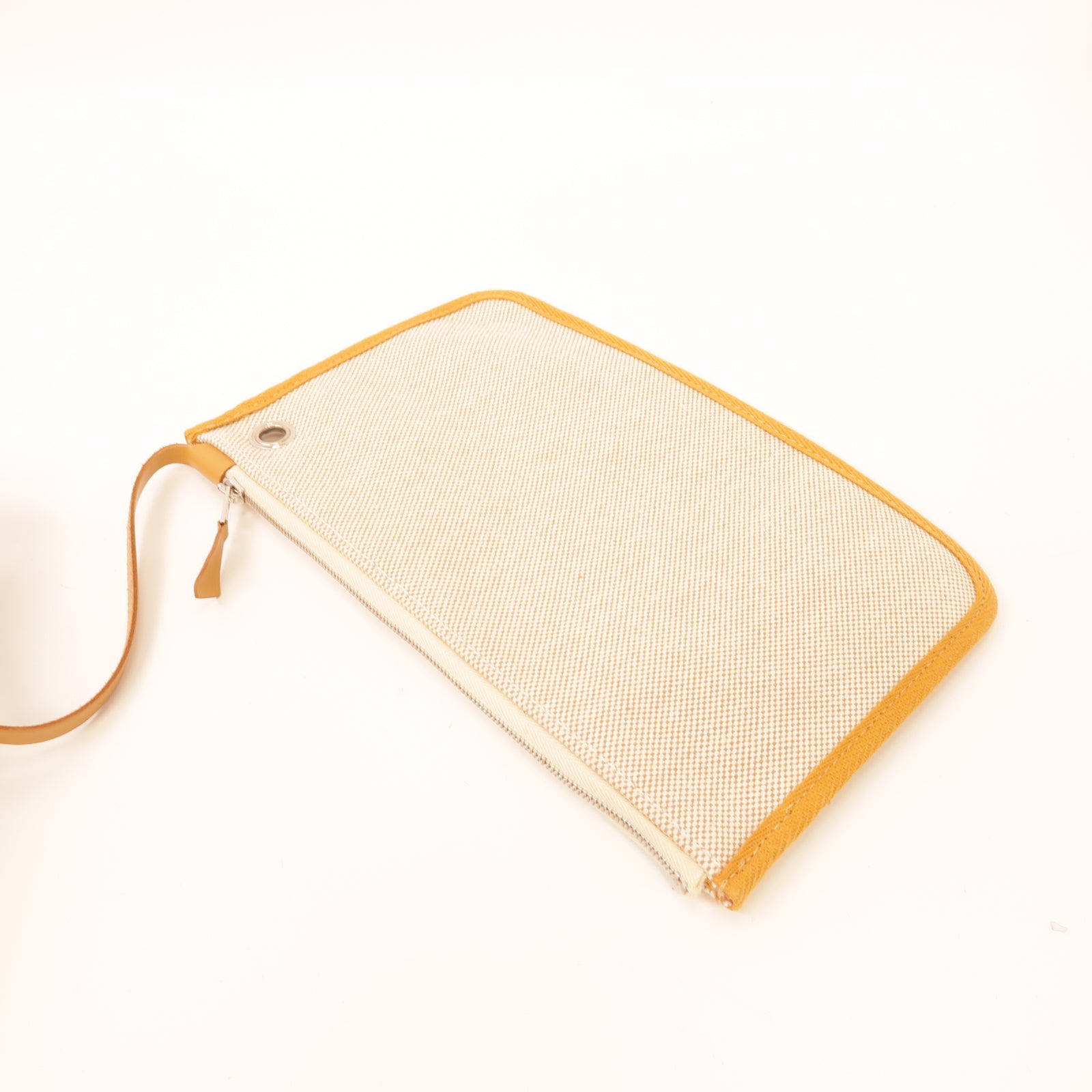 HERMES 帆布Herbag PM銀扣手挽肩背兩用袋沙灘色/米色