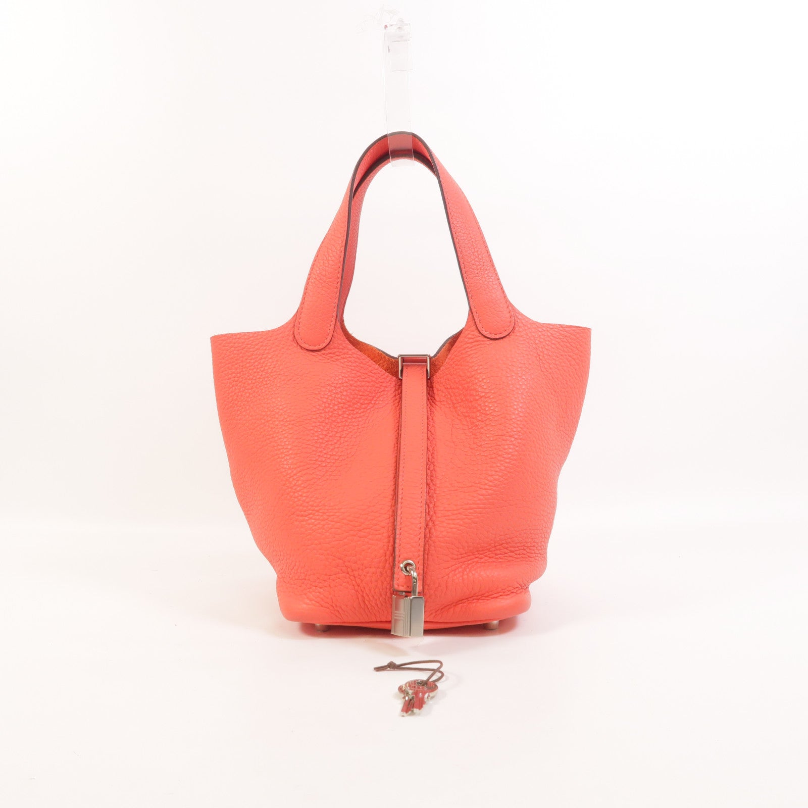 HERMES Clemence皮革Picotin PM手挽袋Rose Texas