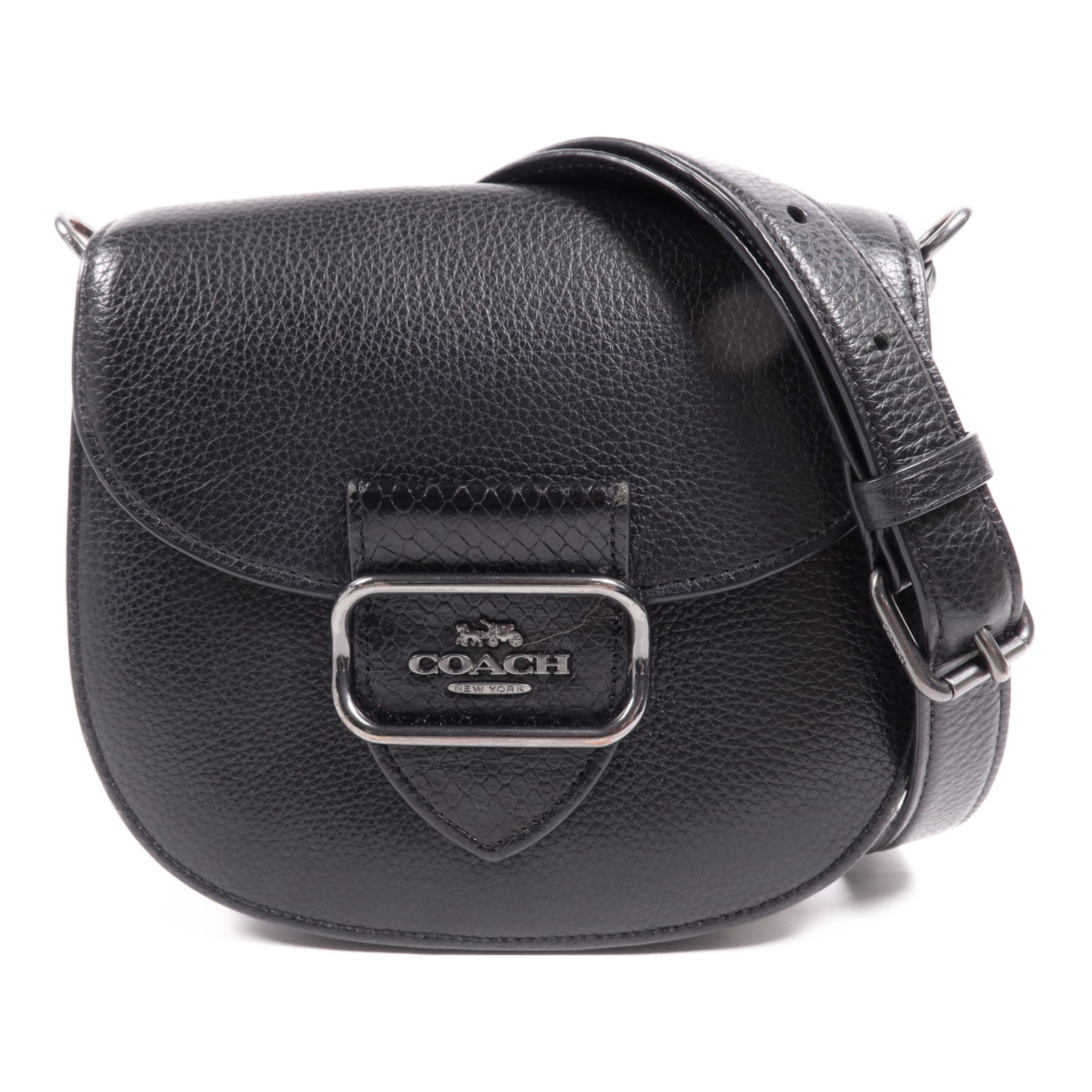 COACH 牛皮皮革Shoulder Bag銀扣肩背袋