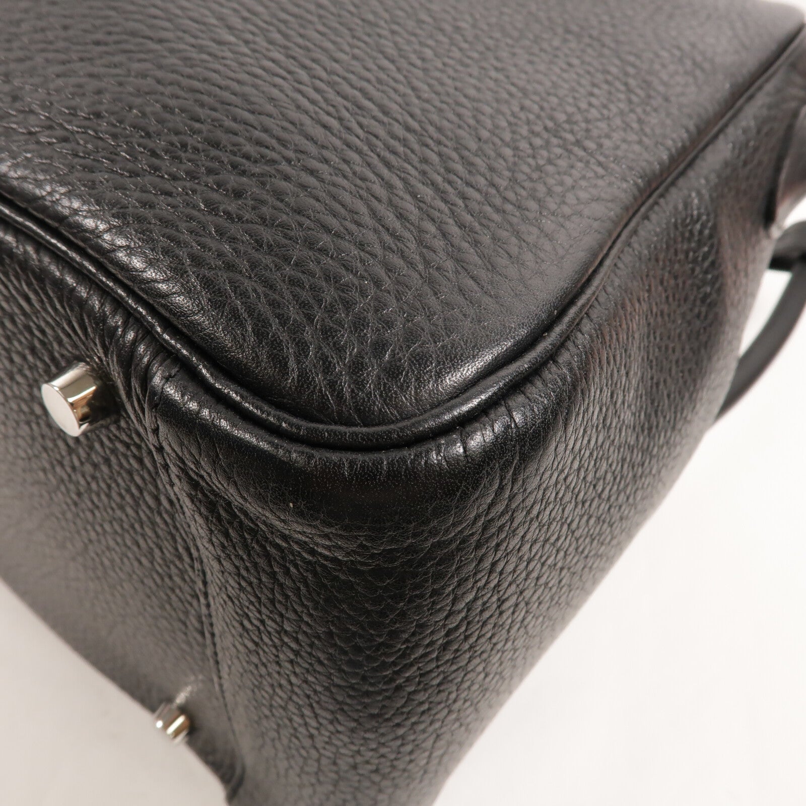 HERMES Clemence皮革Lindy 34銀扣手挽肩背兩用袋Noir