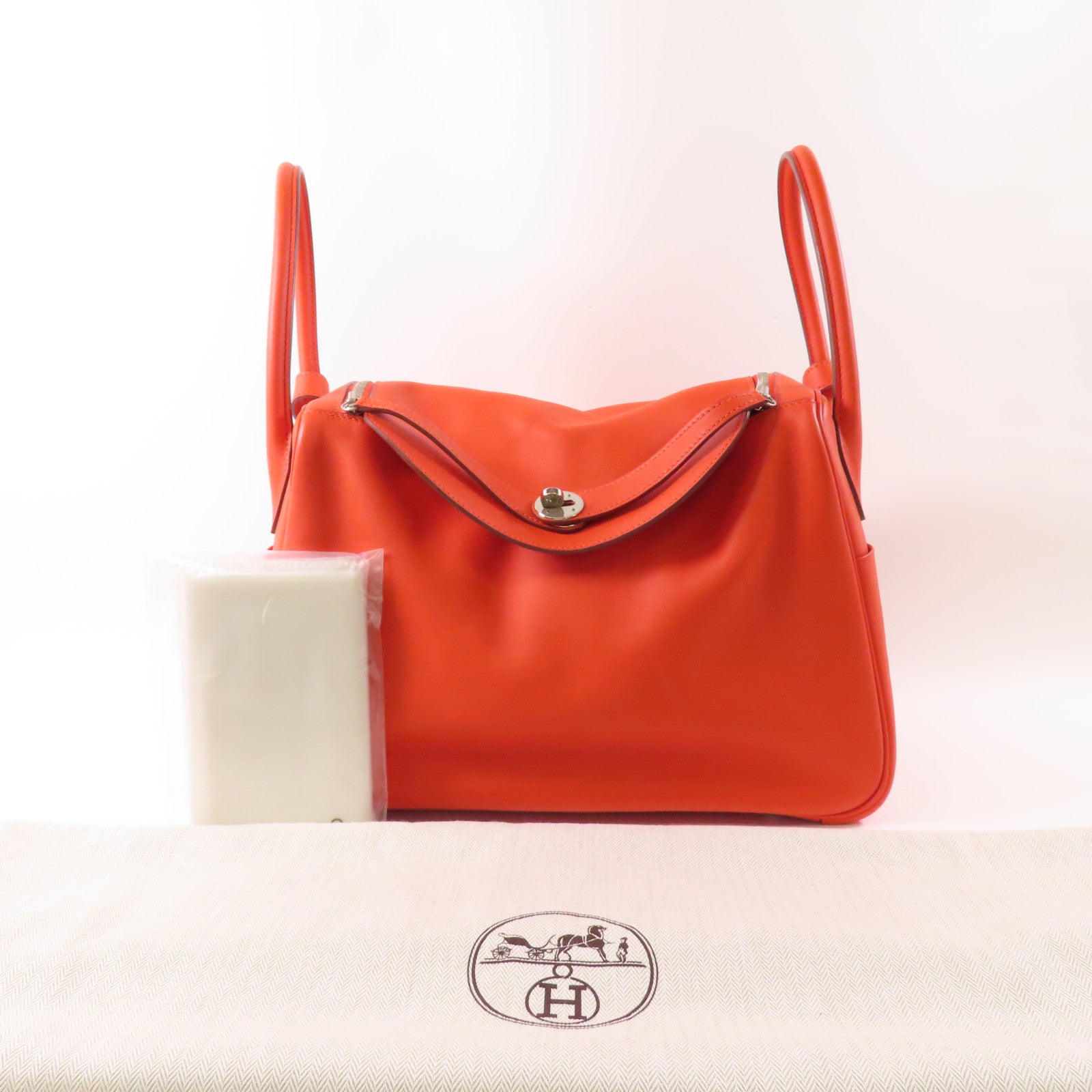 HERMES Swift皮革Lindy 34銀扣手挽肩背兩用袋S5 Rouge Tomate
