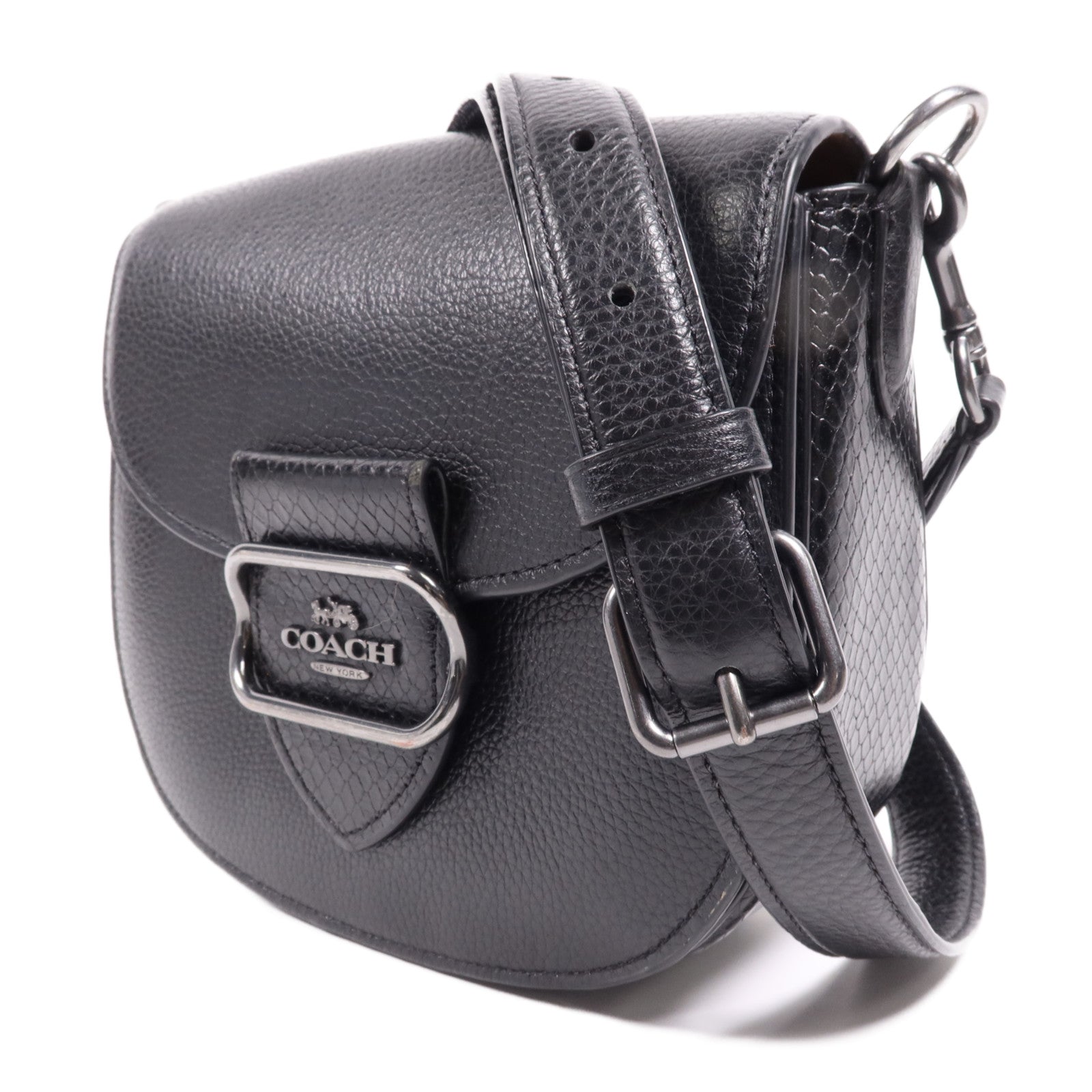 COACH 牛皮皮革Shoulder Bag銀扣肩背袋