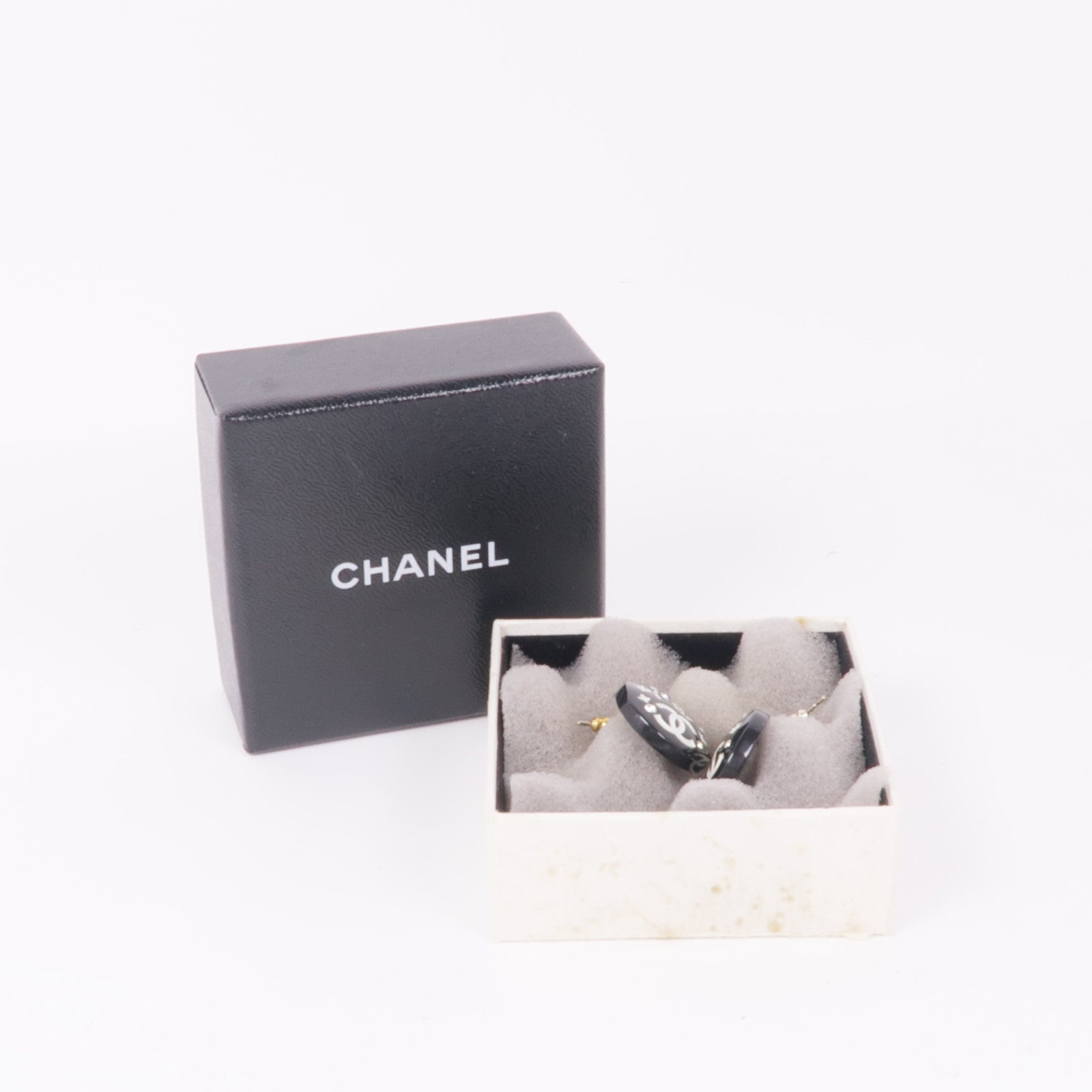 CHANEL CC Earrings Metal PVC Gold Black