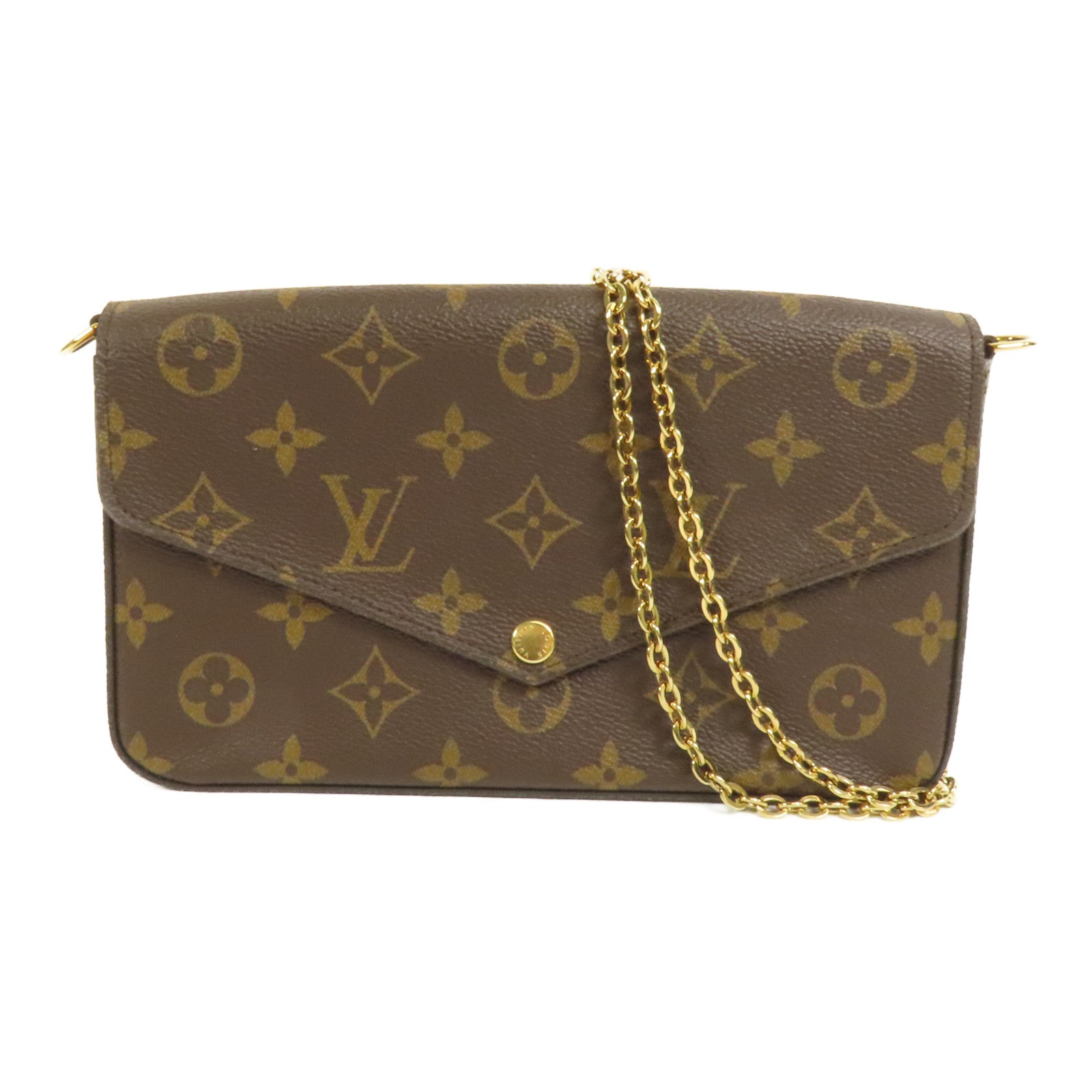 LOUIS VUITTON Monogram Pochette Felicie金扣鏈帶肩背袋