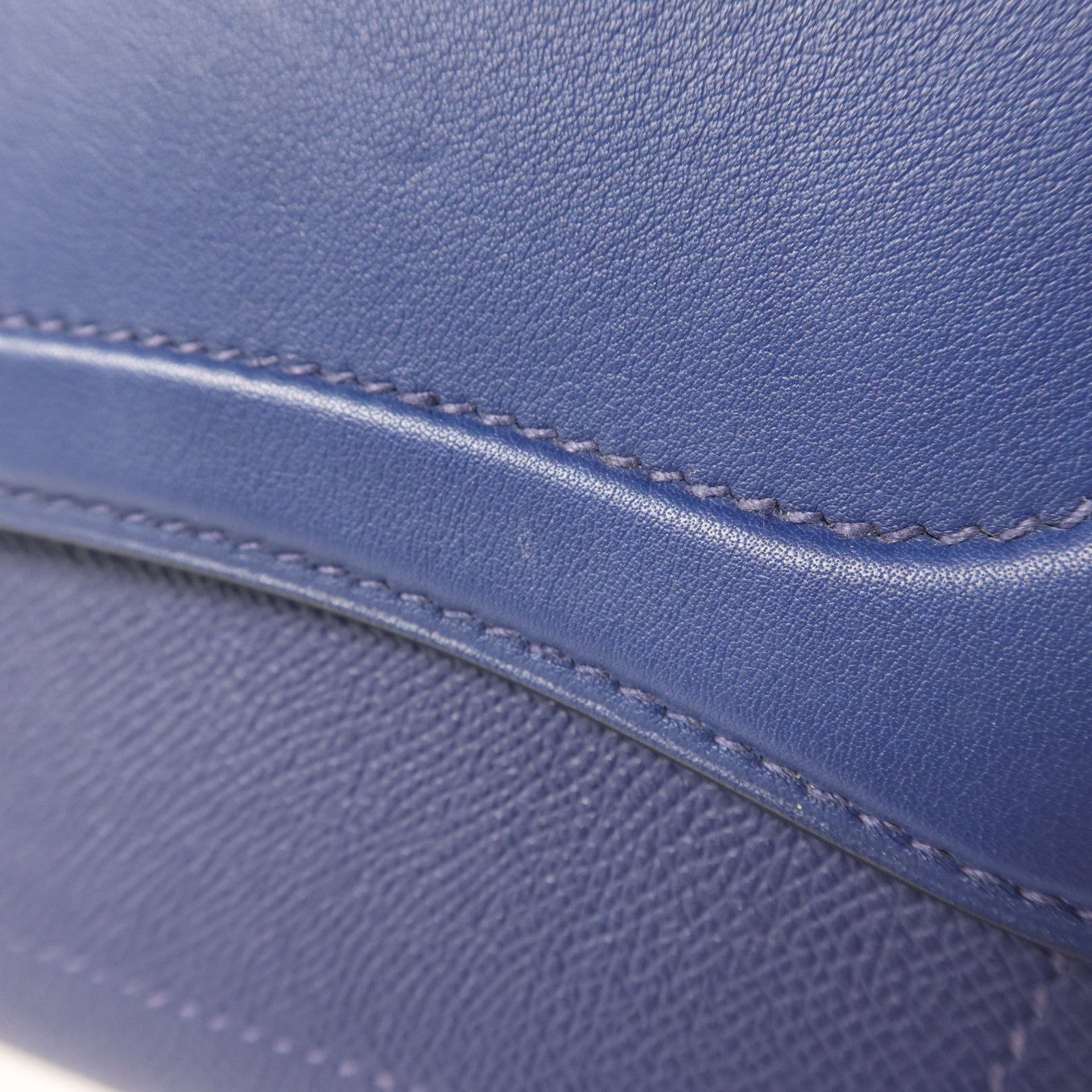 HERMES Epsom皮革/Swift皮革Harnais銀扣肩背袋Bleu Saphir