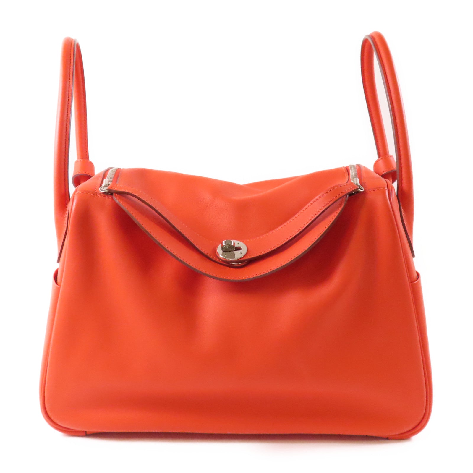 HERMES Swift皮革Lindy 34銀扣手挽肩背兩用袋S5 Rouge Tomate