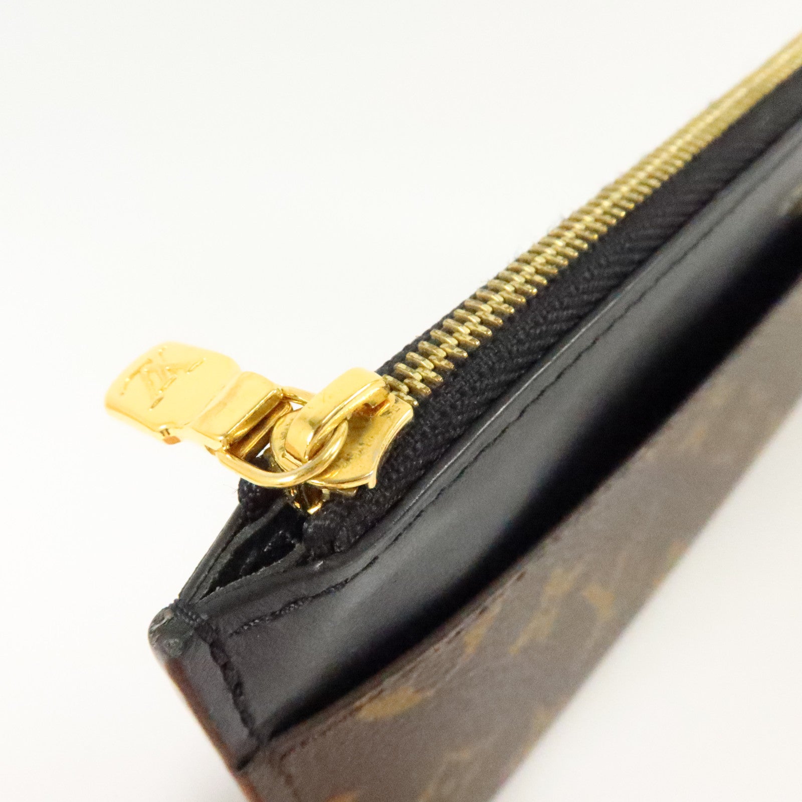 LOUIS VUITTON Monogram/牛皮皮革Slim Purse金扣長錢包