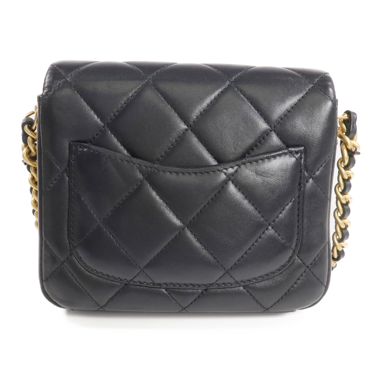 CHANEL 羊皮皮革Chain Shoulder金扣鏈帶肩背袋