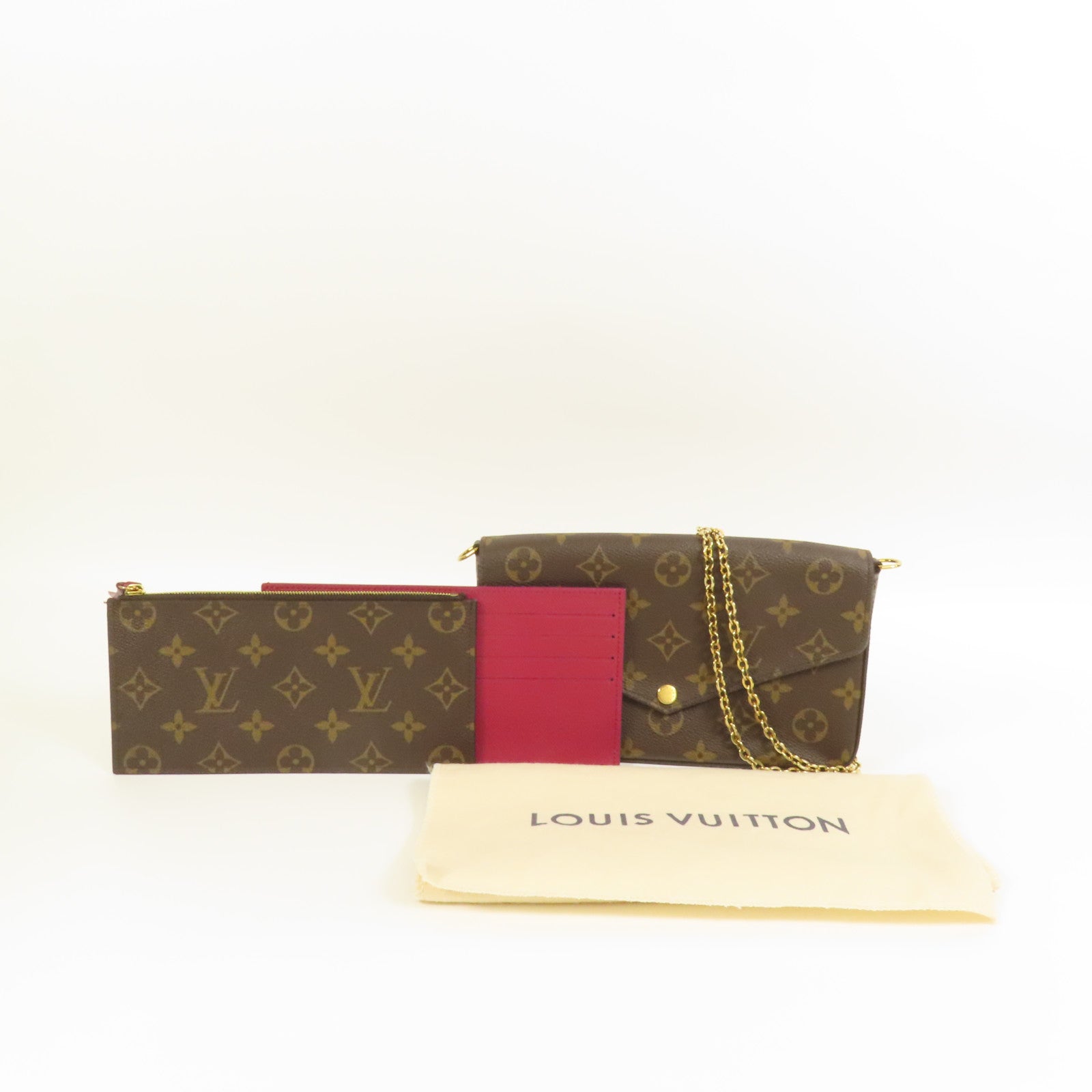 LOUIS VUITTON Monogram Pochette Felicie金扣鏈帶肩背袋