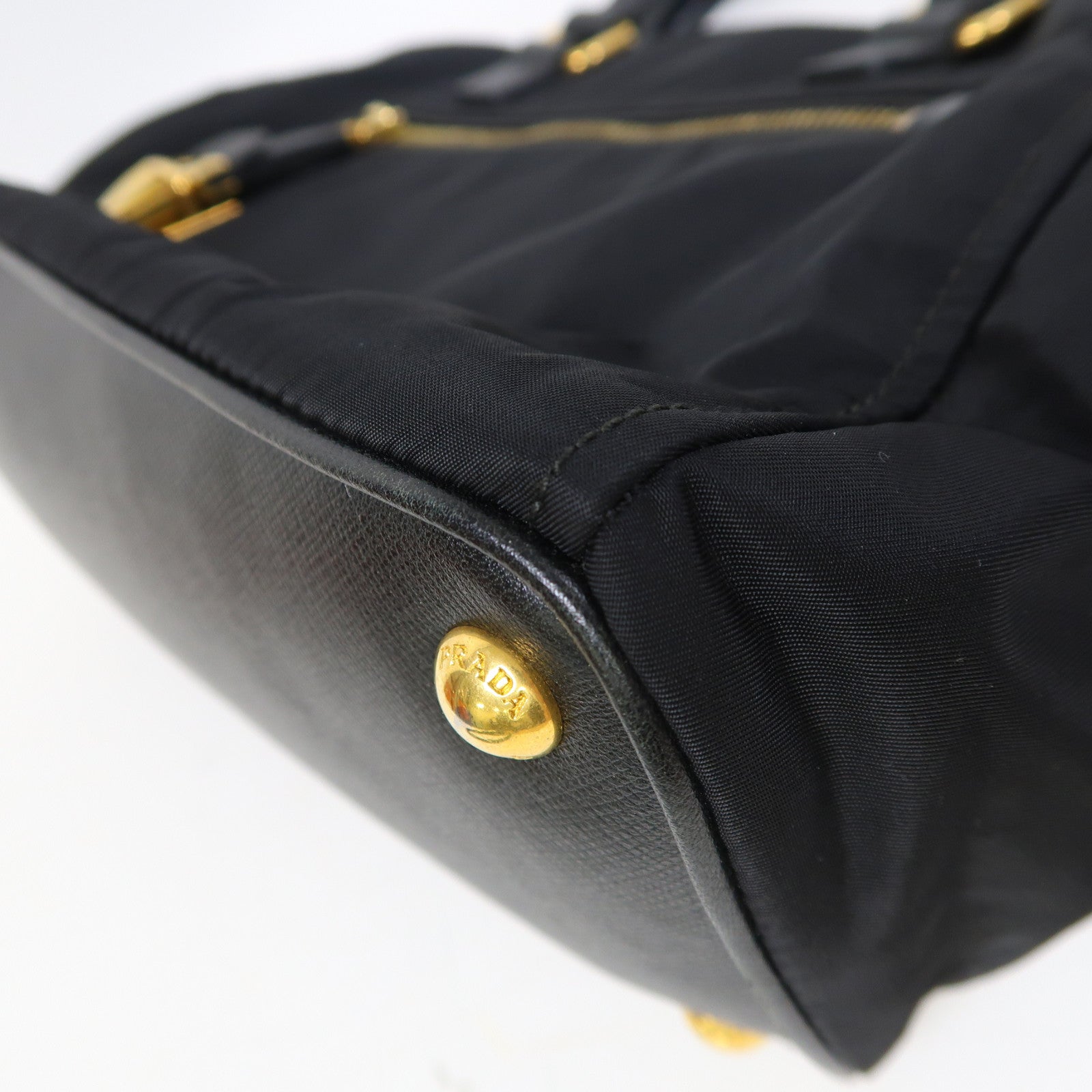 PRADA 尼龍2 Way Shoulder金扣手挽肩背兩用袋黑色