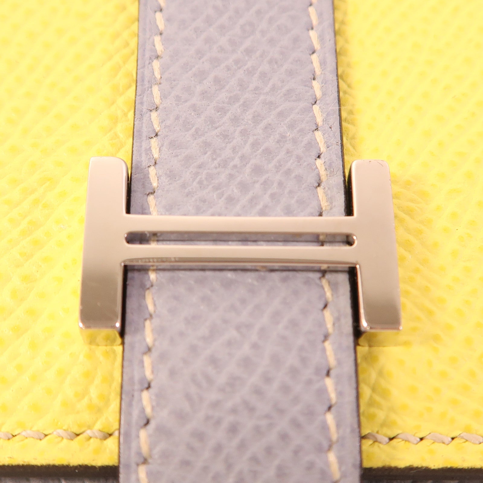 HERMES Epsom皮革Bearn Long Wallet銀扣長錢包Lime/Bleu Glacier