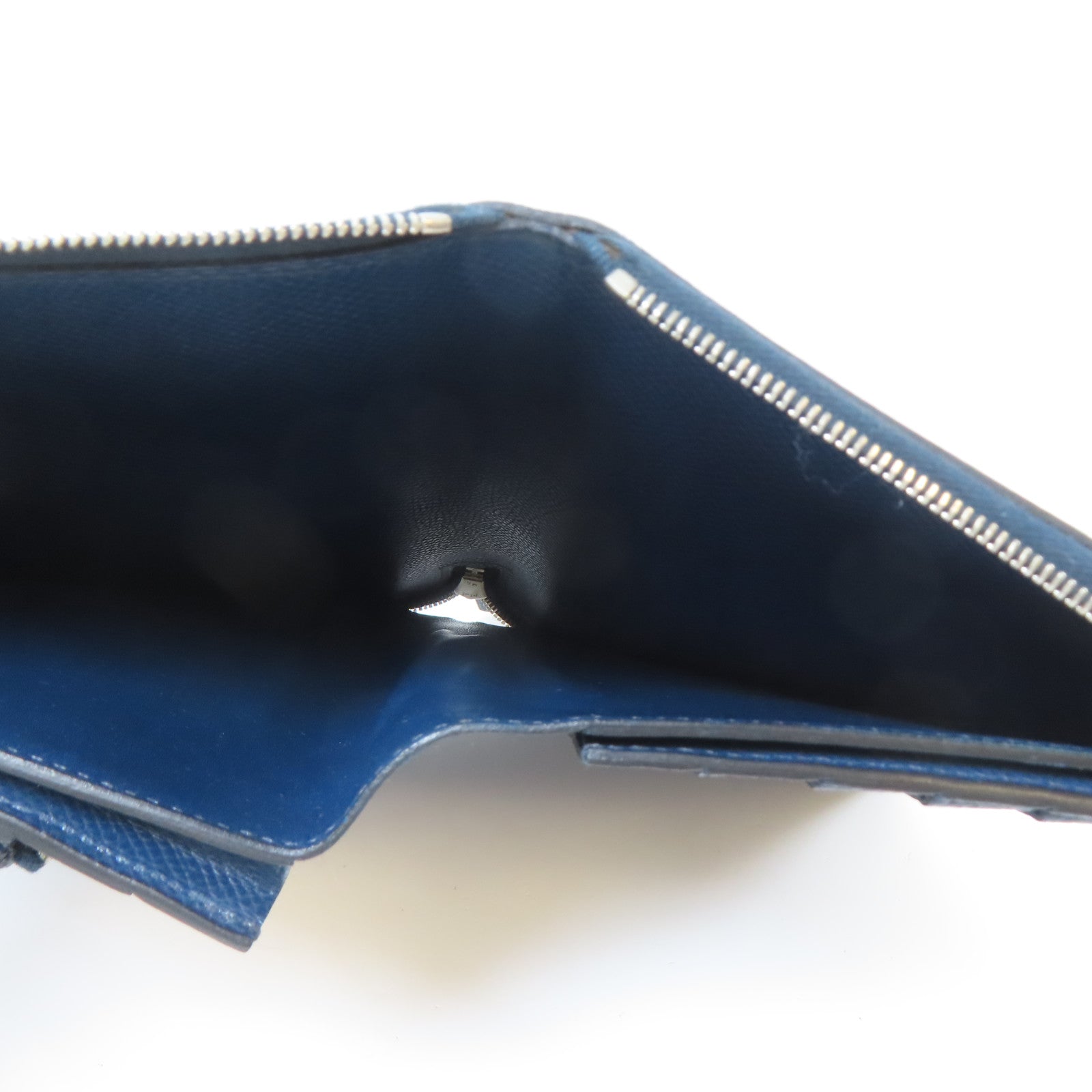 HERMES 【激減優惠】Epsom皮革Long Round Wallet銀扣長錢包Colvert/深藍色