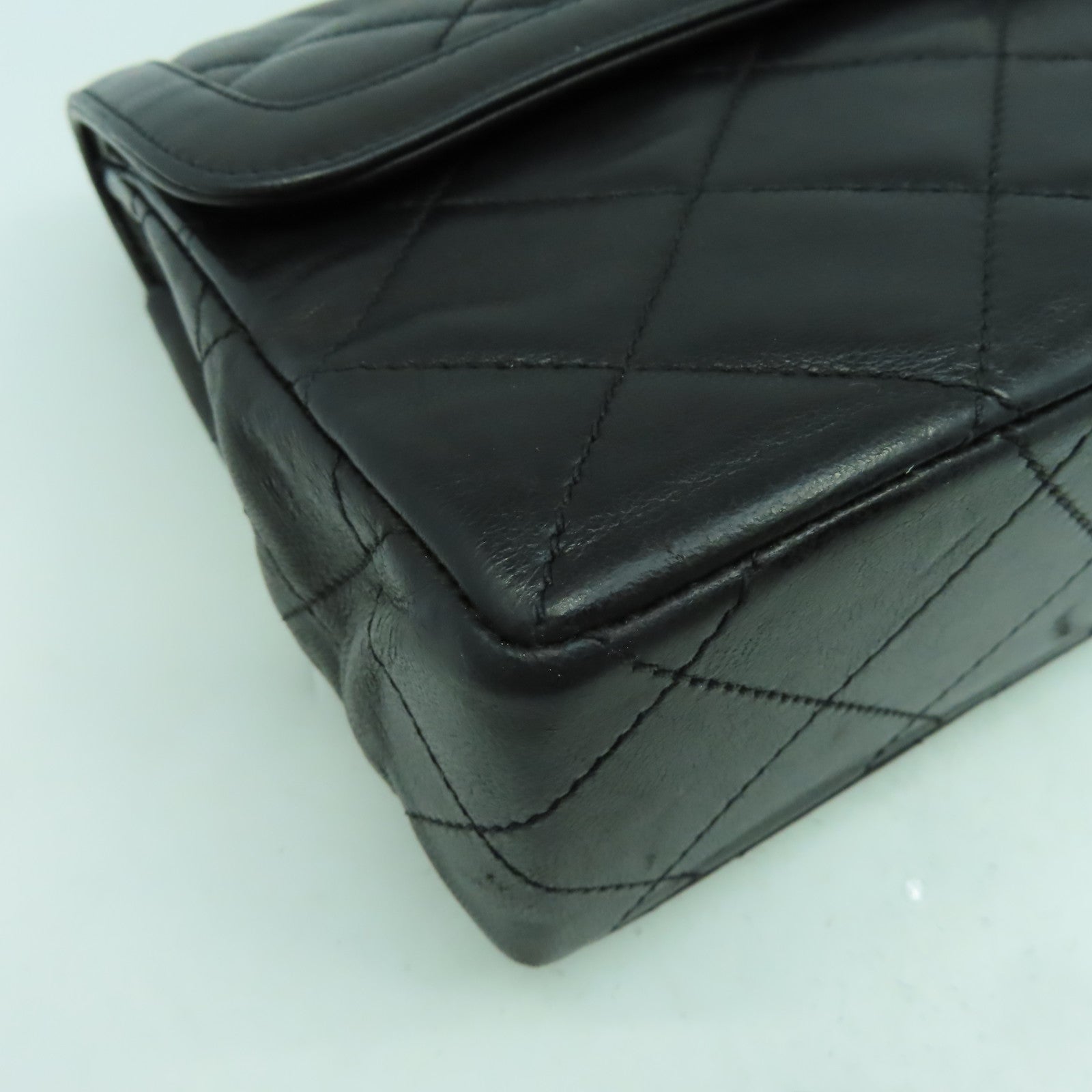 CHANEL 【清倉大減價】菱格羊皮皮革Chain Shoulder鏈帶肩背袋黑色