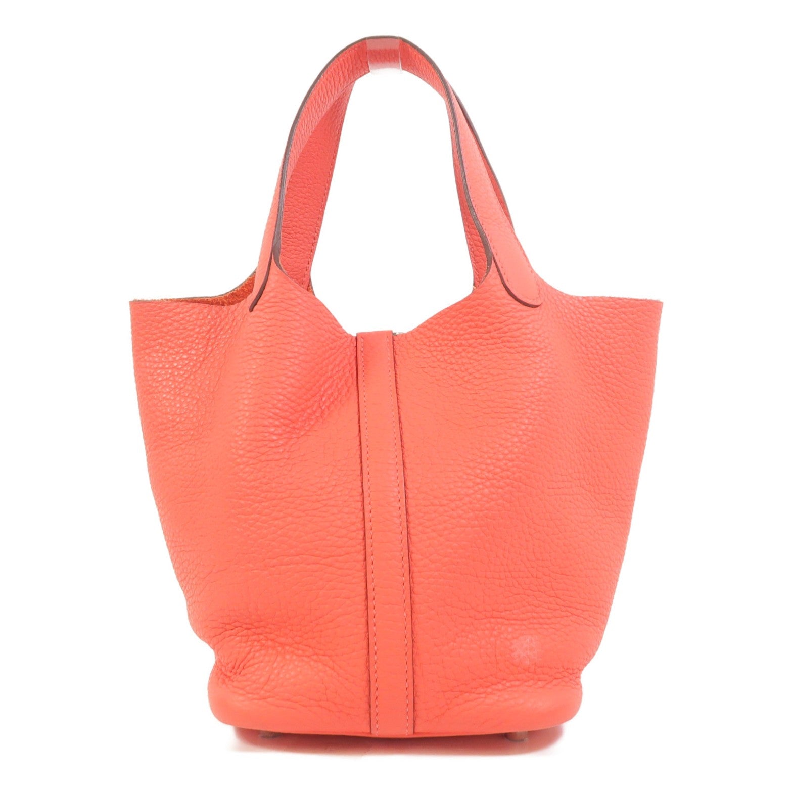 HERMES Clemence皮革Picotin PM手挽袋Rose Texas