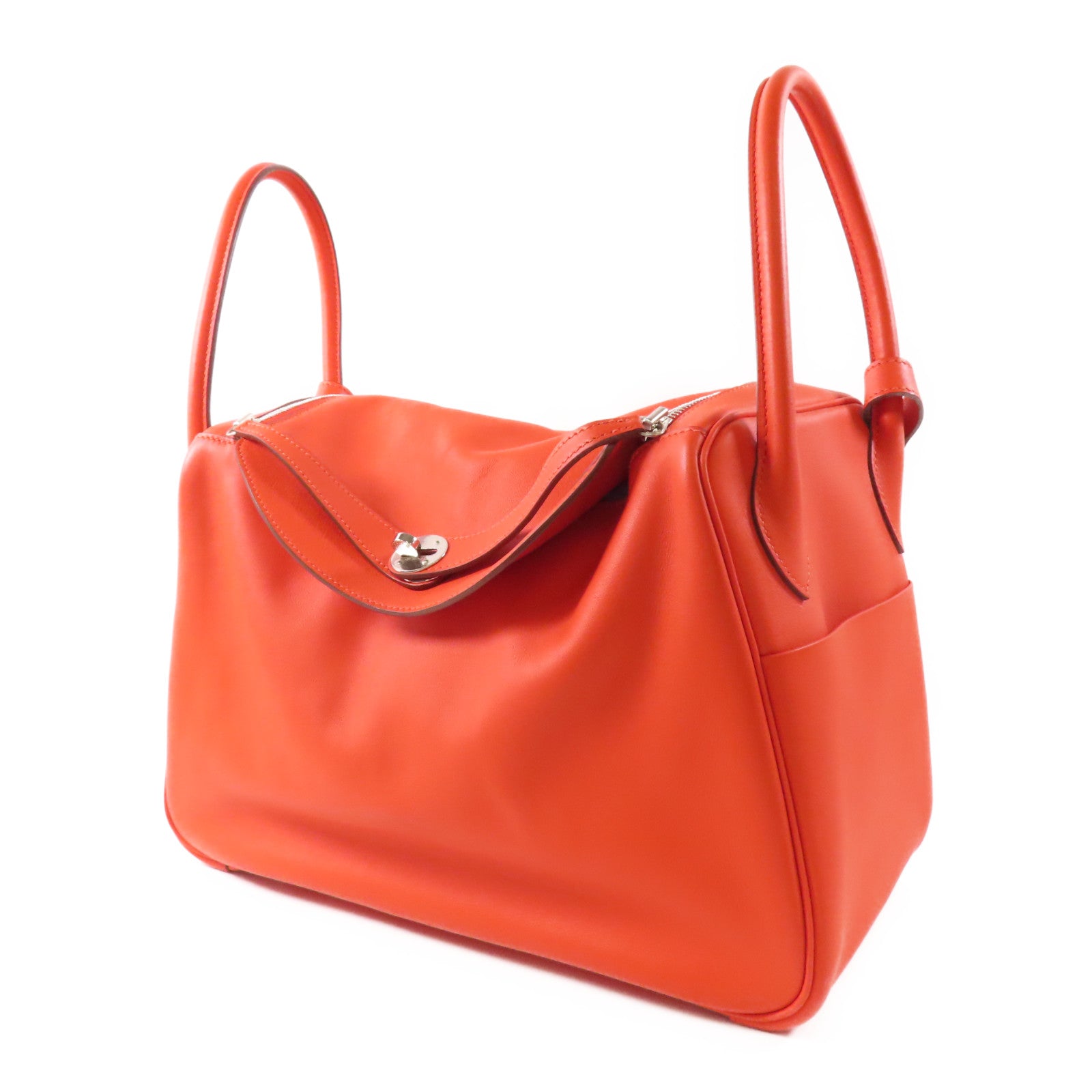HERMES Swift皮革Lindy 34銀扣手挽肩背兩用袋S5 Rouge Tomate