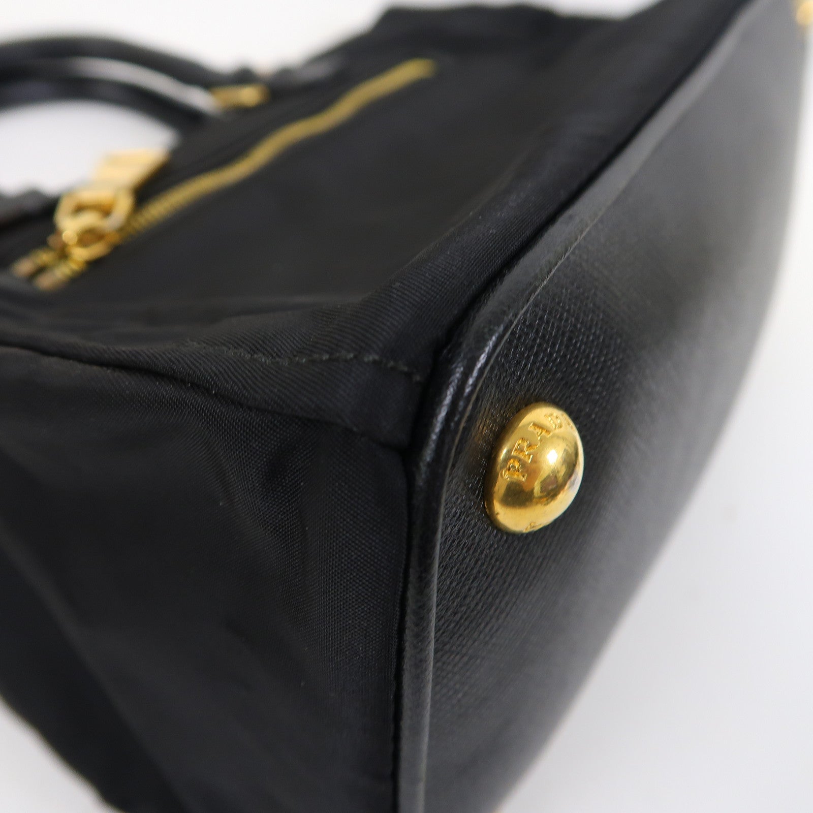 PRADA 尼龍2 Way Shoulder金扣手挽肩背兩用袋黑色