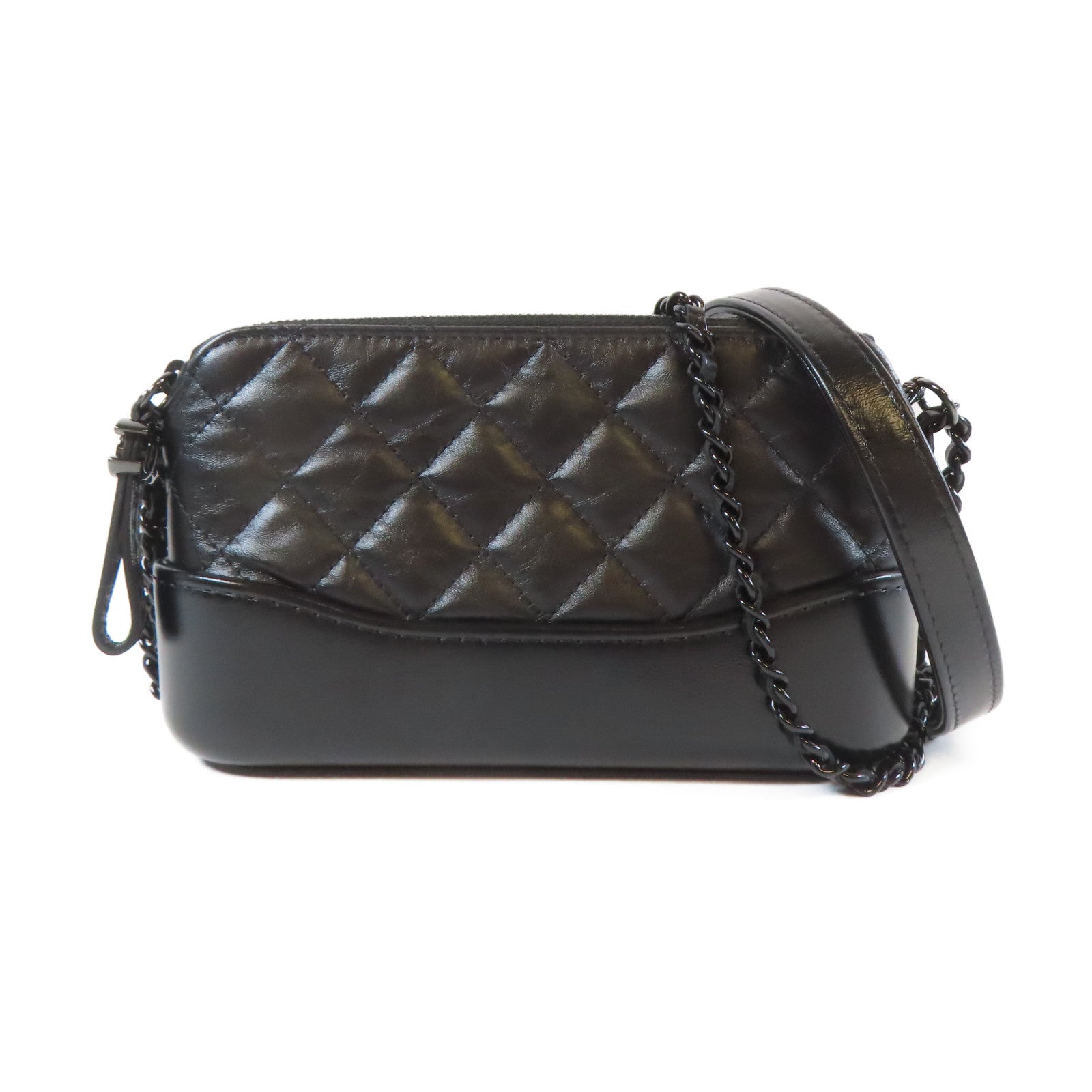CHANEL 菱格牛皮皮革Chain Shoulder Bag鏈帶肩背袋黑色