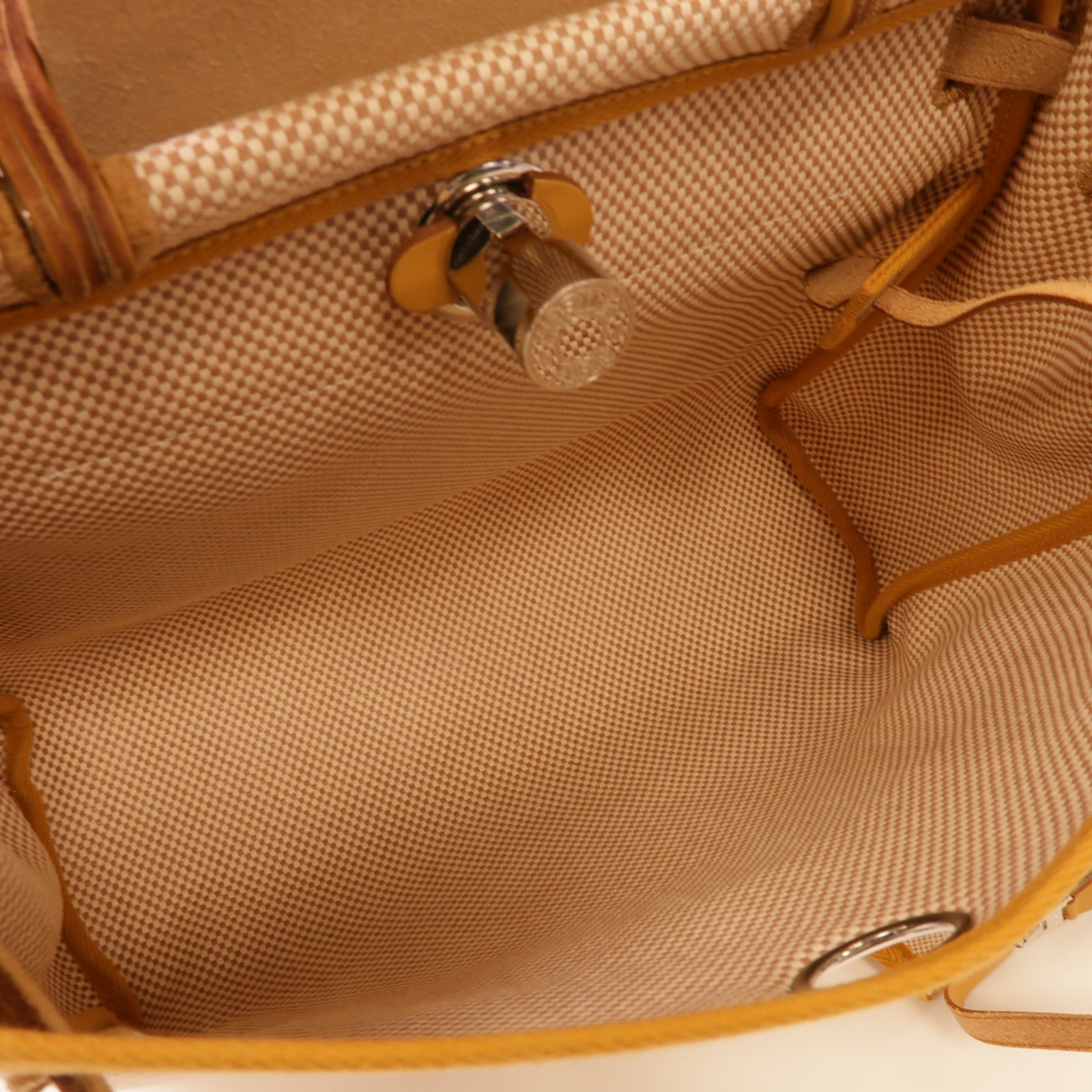 HERMES 帆布Herbag PM銀扣手挽肩背兩用袋沙灘色/米色