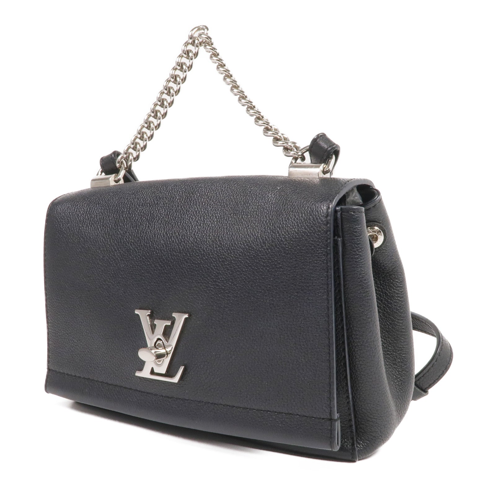 LOUIS VUITTON 牛皮皮革Lockme II BB銀扣手挽肩背兩用袋