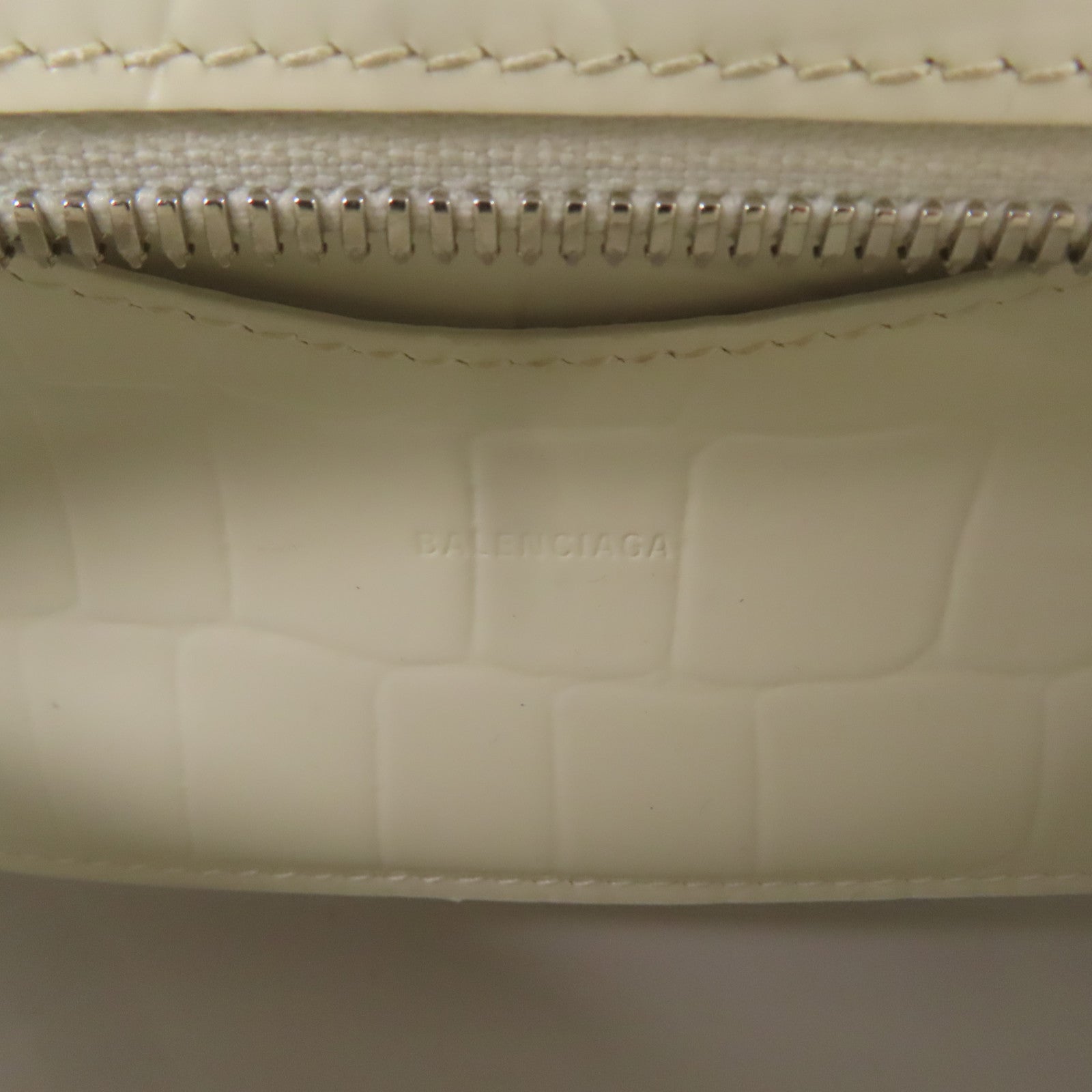BALENCIAGA 牛皮皮革銀扣手挽肩背兩用袋白色