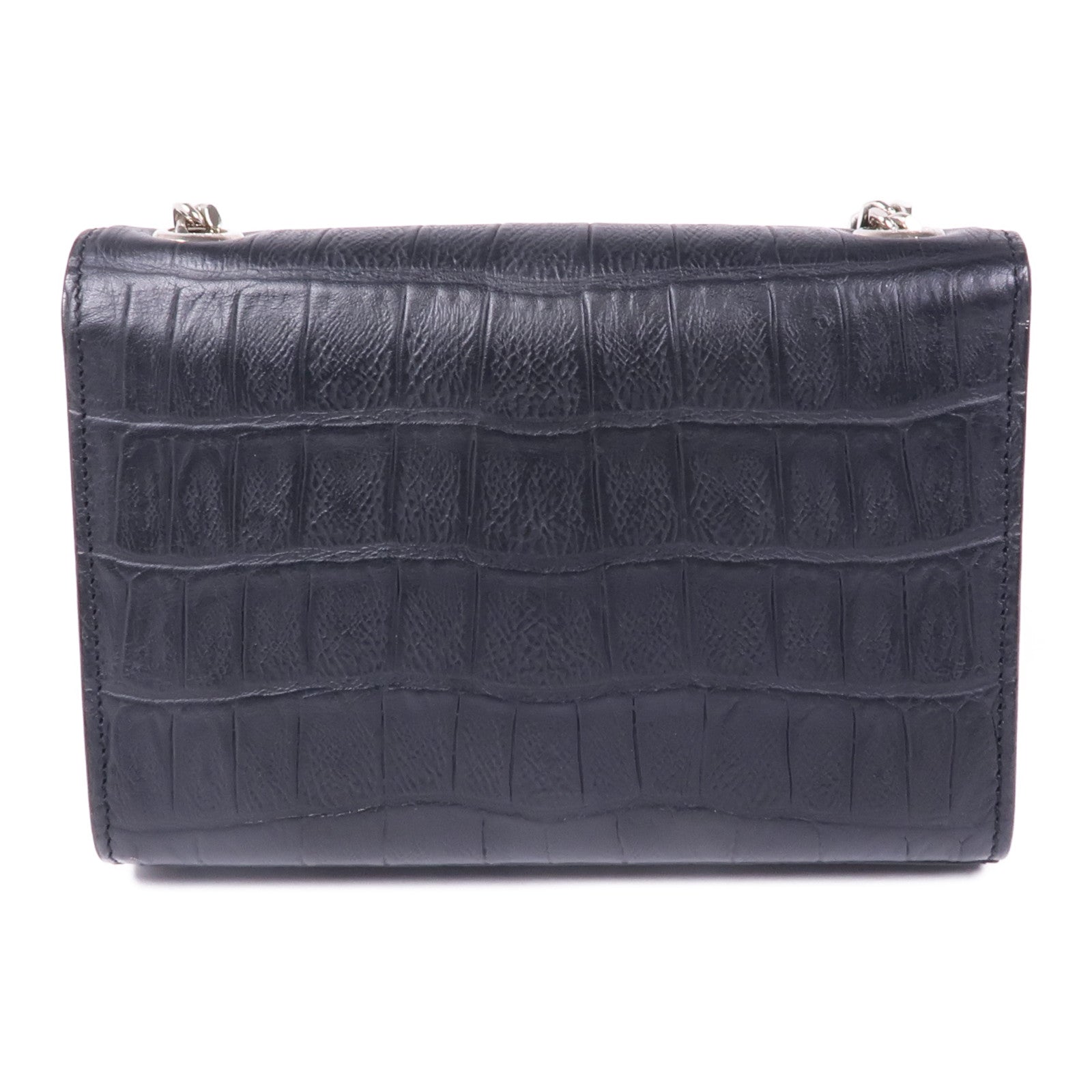 SAINT LAURENT 牛皮皮革Shoulder Bag銀扣鏈帶肩背袋