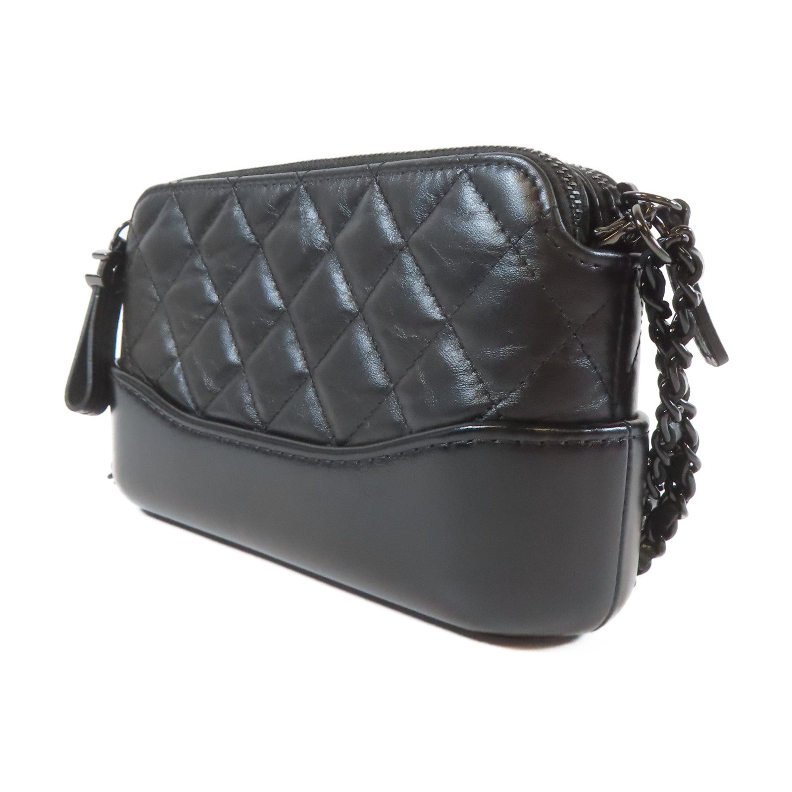 CHANEL 菱格牛皮皮革Chain Shoulder Bag鏈帶肩背袋黑色