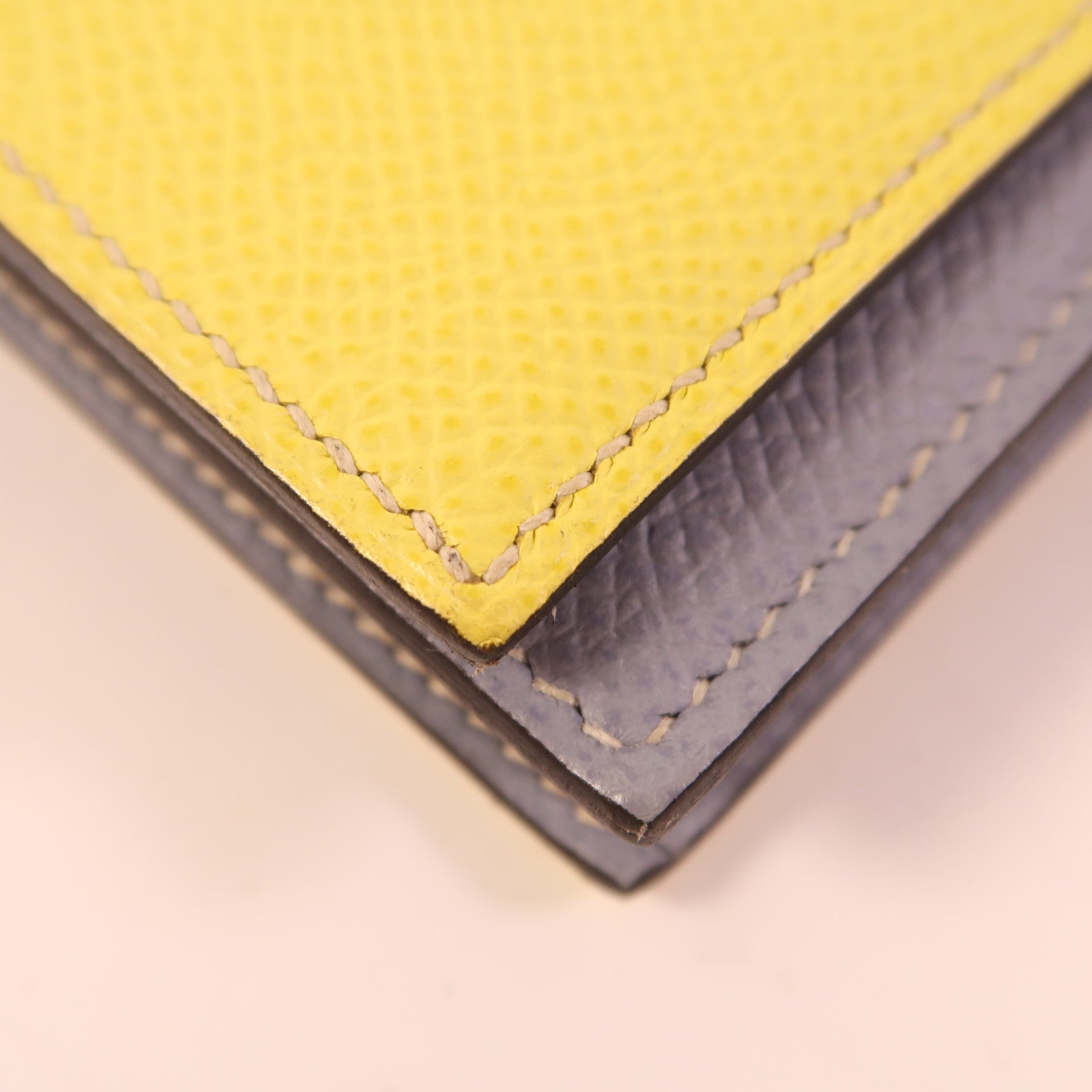 HERMES Epsom皮革Bearn Long Wallet銀扣長錢包Lime/Bleu Glacier