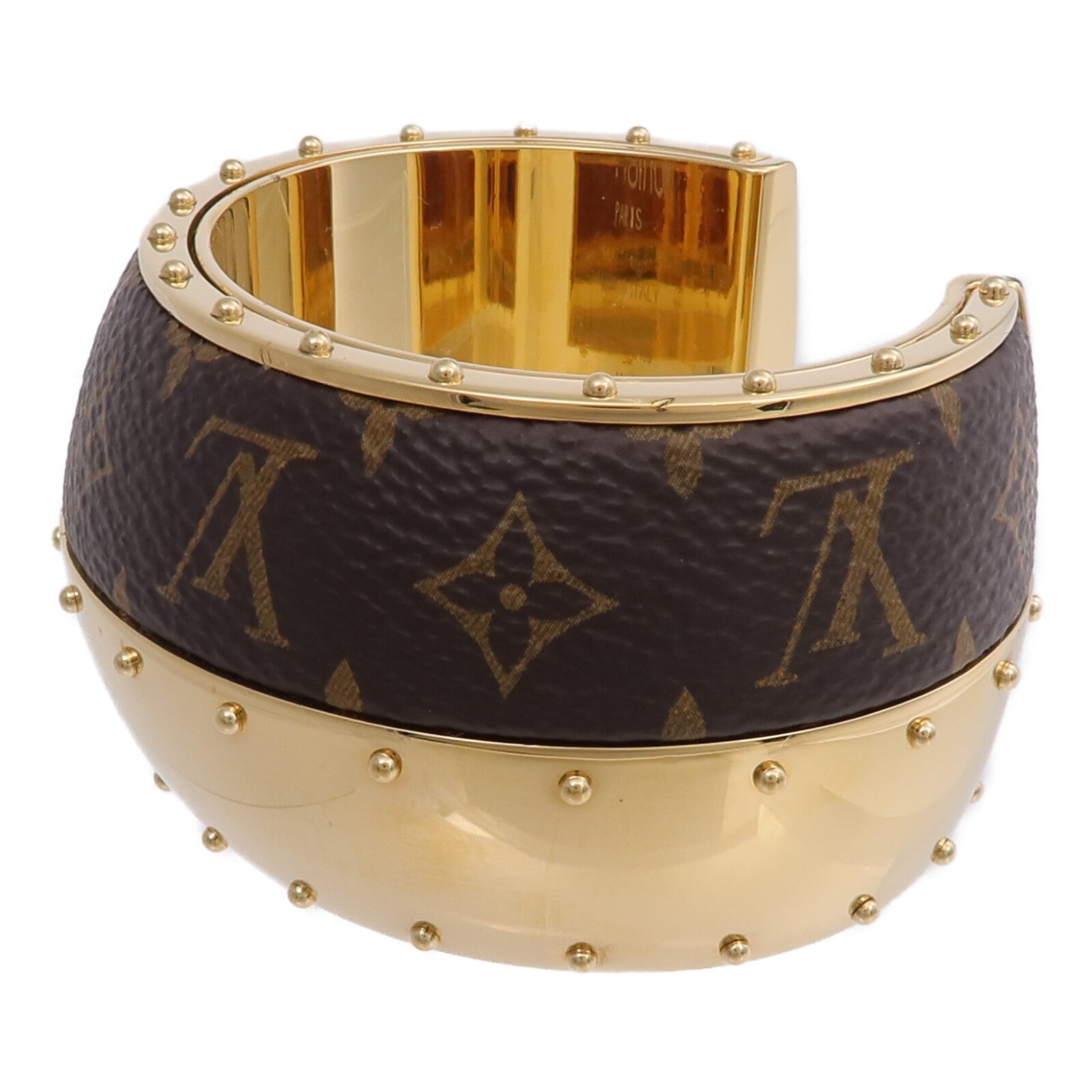 LOUIS VUITTON Monogram/金屬Wild LV Cuff M手鐲