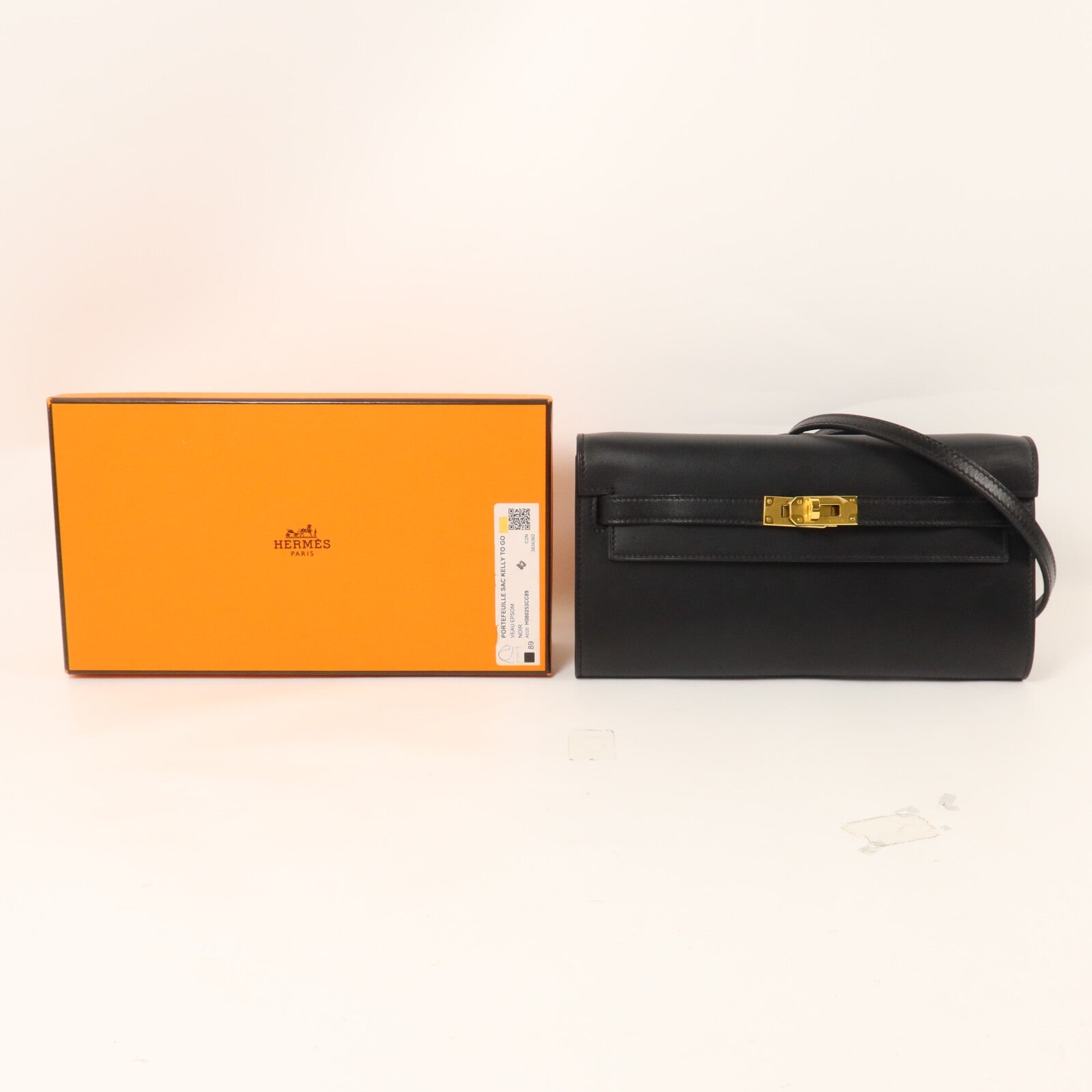 HERMES Box Calf皮革Kelly To Go肩背袋Noir