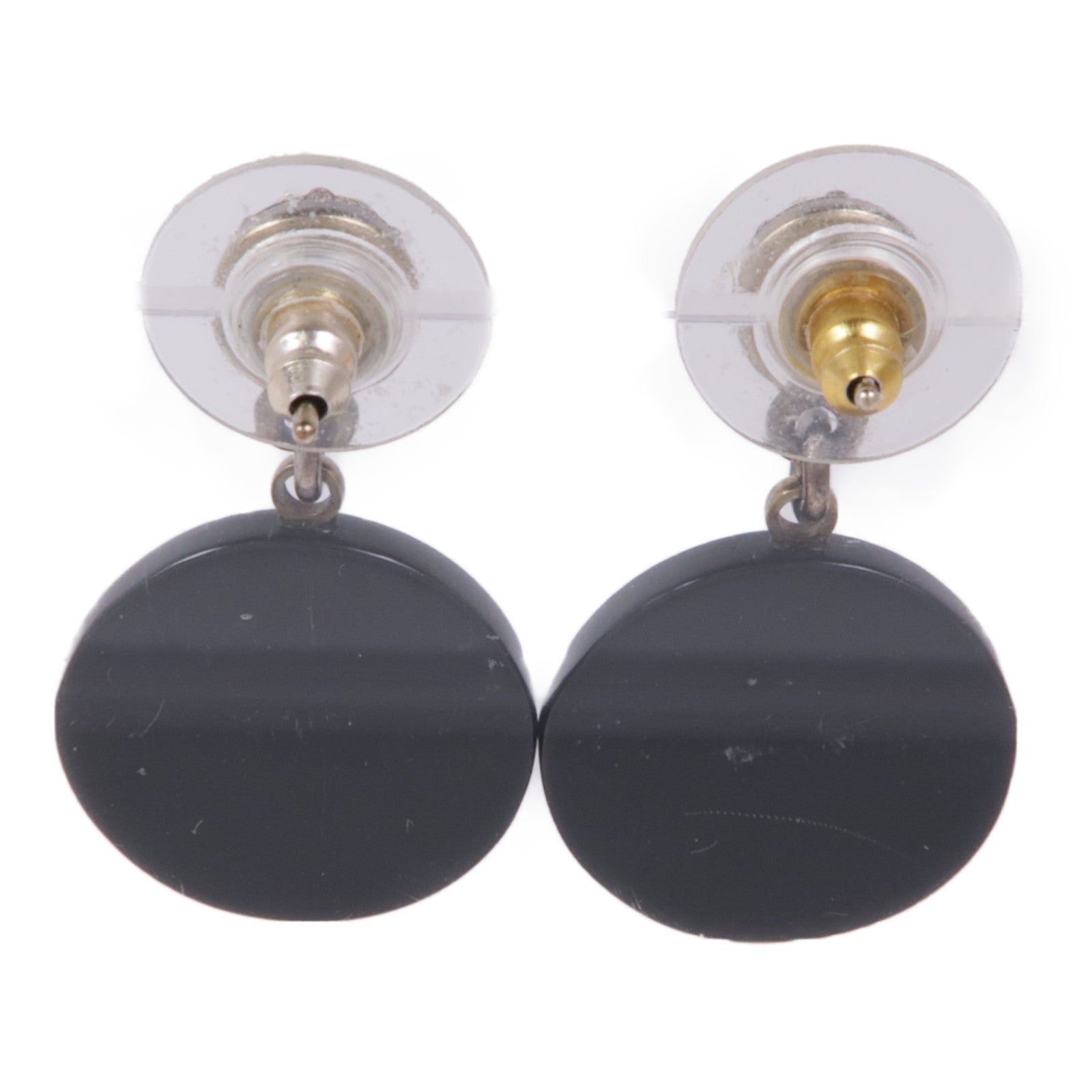 CHANEL CC Earrings Metal PVC Gold Black