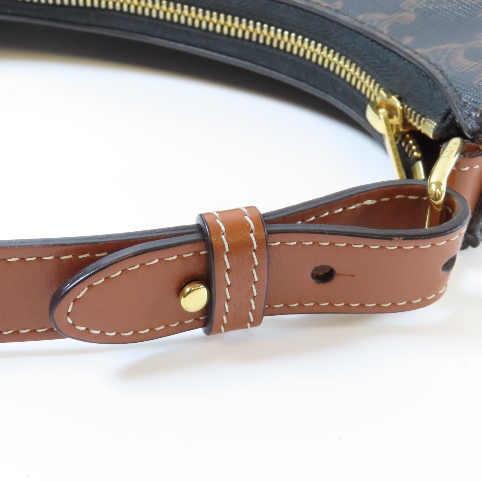 CELINE 塗層帆布Shoulder Bag金扣肩背袋啡色