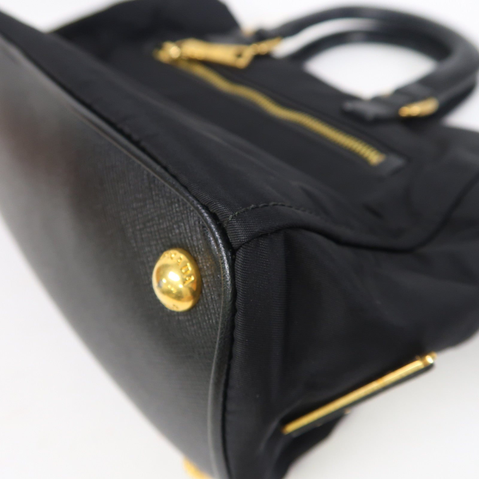 PRADA 尼龍2 Way Shoulder金扣手挽肩背兩用袋黑色