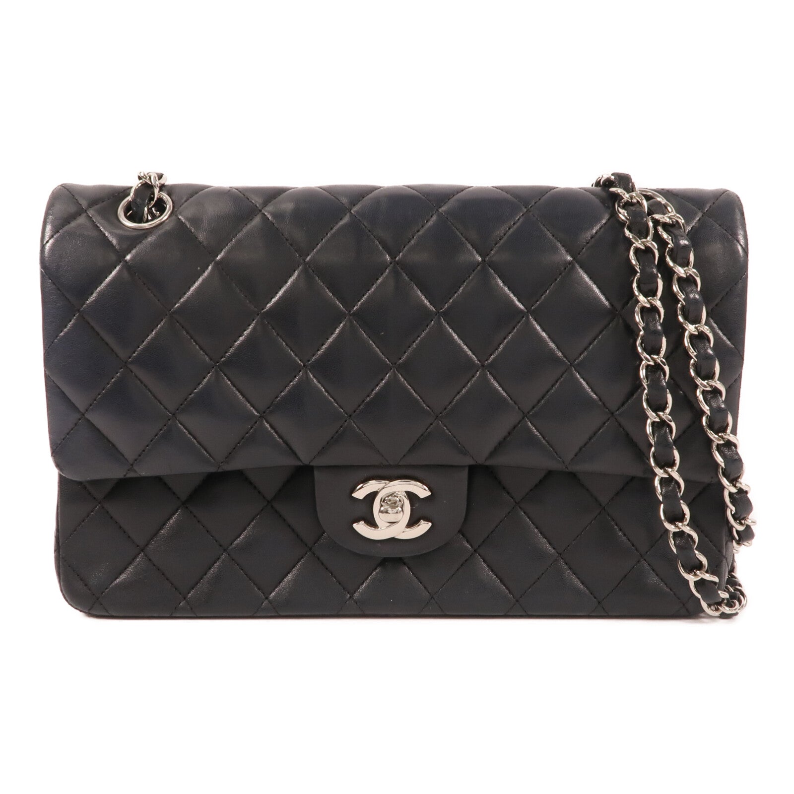 CHANEL 羊皮皮革Classic 25銀扣鏈帶肩背袋