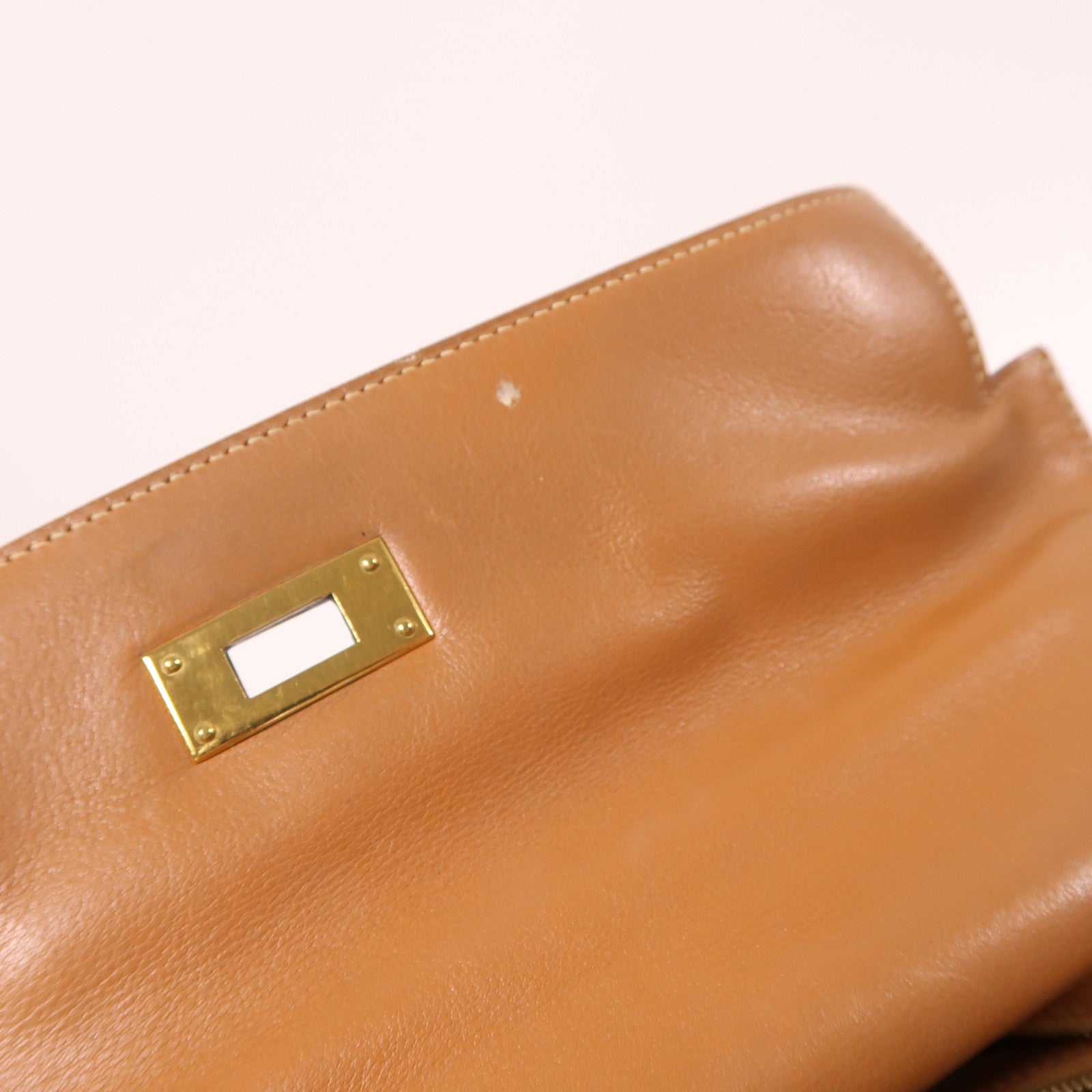 HERMES Gulliver皮革Kelly 32金扣手挽肩背兩用袋Gold