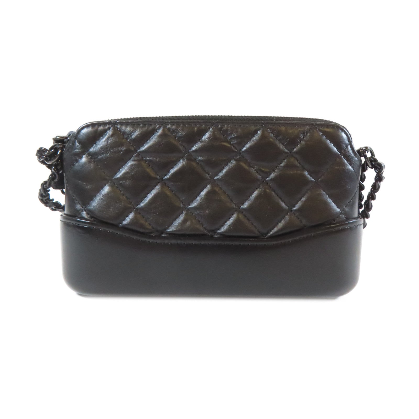 CHANEL 菱格牛皮皮革Chain Shoulder Bag鏈帶肩背袋黑色