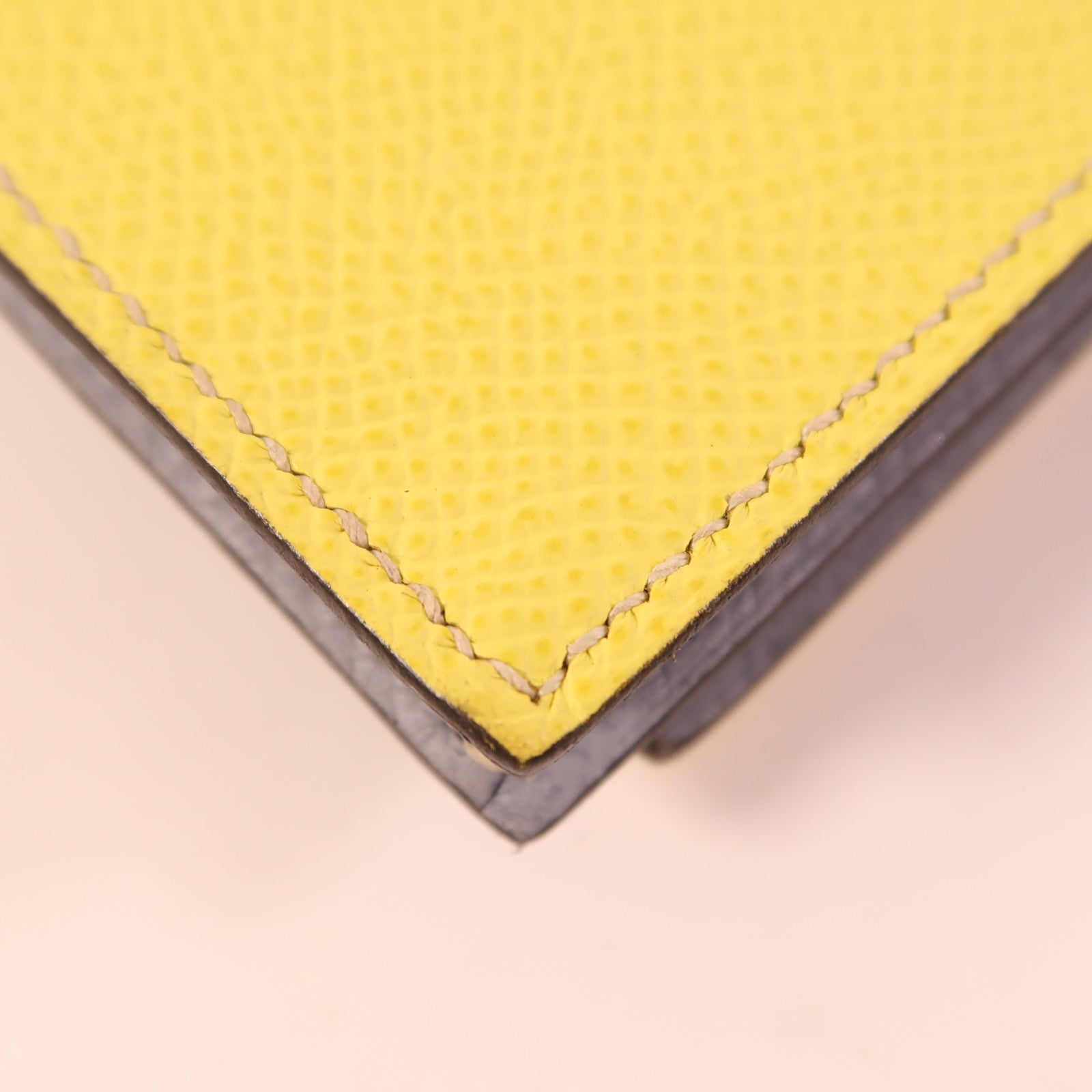 HERMES Epsom皮革Bearn Long Wallet銀扣長錢包Lime/Bleu Glacier