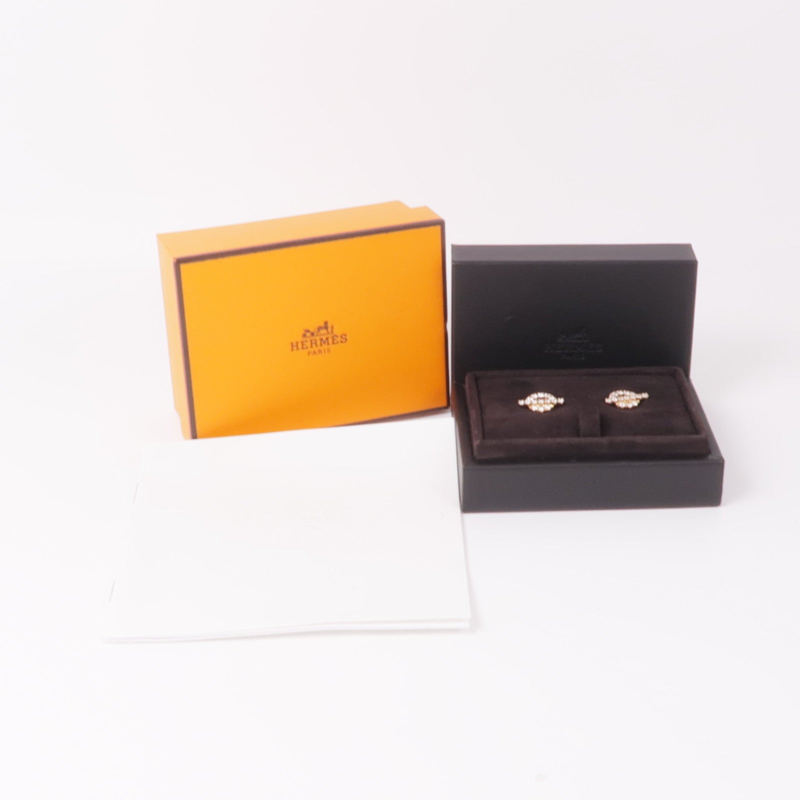 HERMES 18K玫瑰金Finesse Earrings鑽石耳環