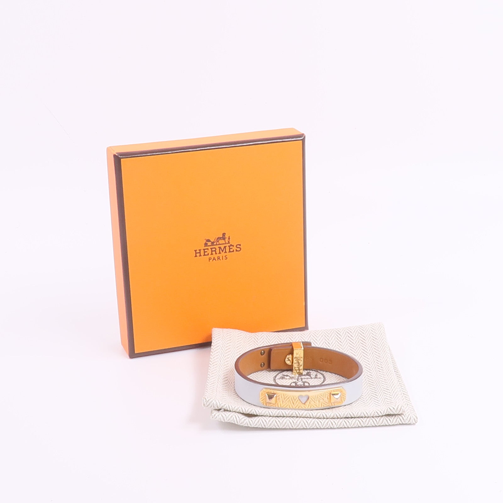HERMES Swift皮革As De Coeur Bracelet手帶Bleu Brume