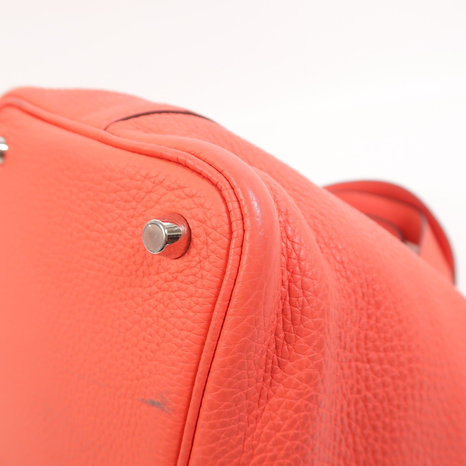 HERMES Clemence皮革Picotin PM手挽袋Rose Texas