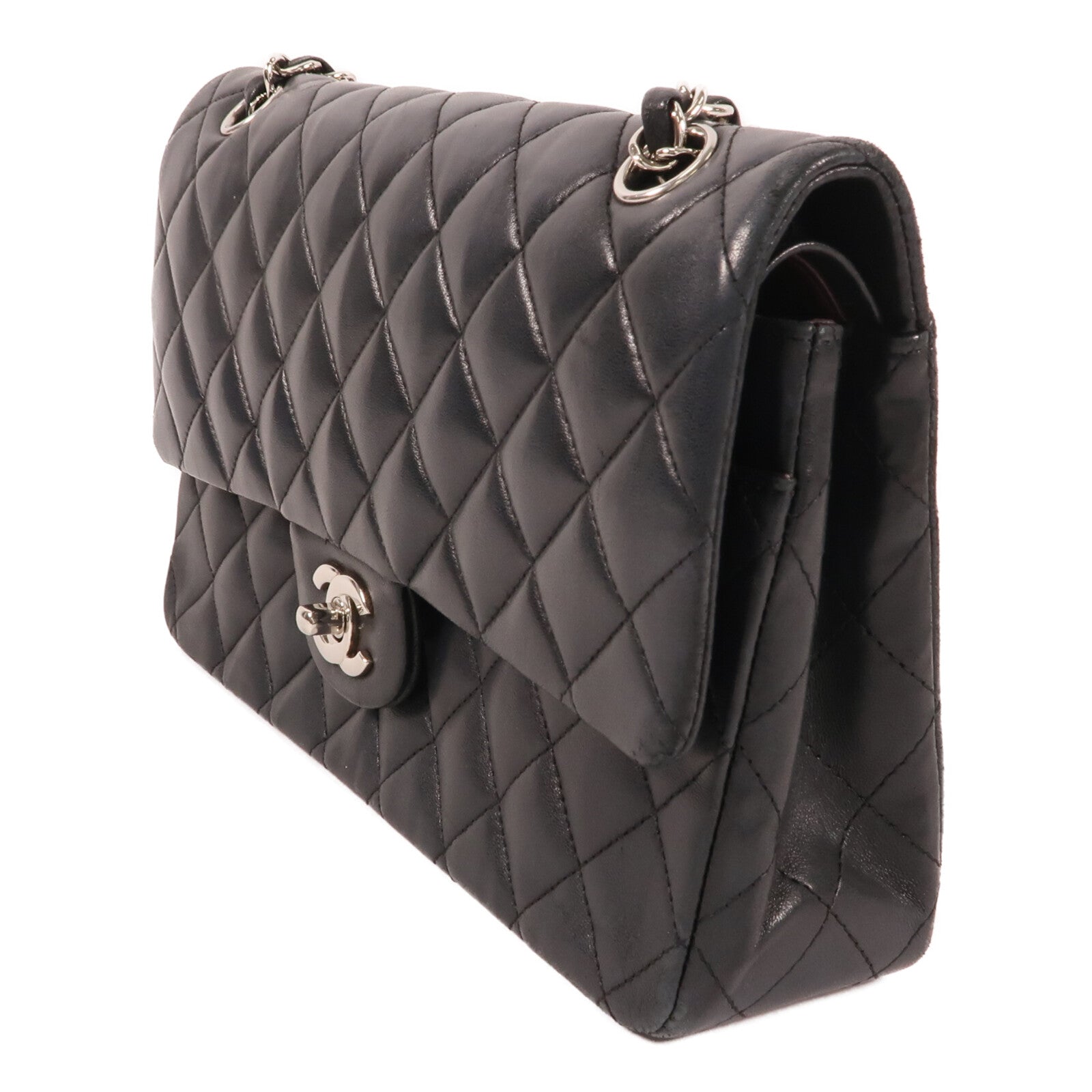 CHANEL 羊皮皮革Classic 25銀扣鏈帶肩背袋
