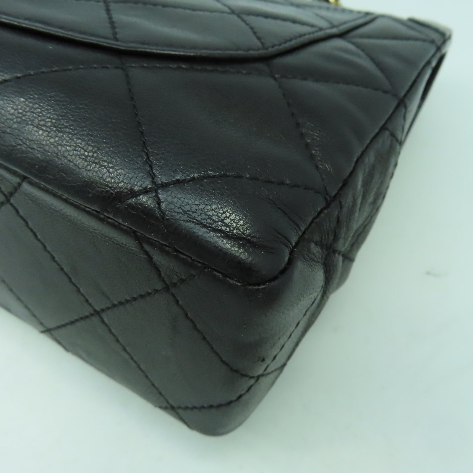 CHANEL 【清倉大減價】菱格羊皮皮革Chain Shoulder鏈帶肩背袋黑色