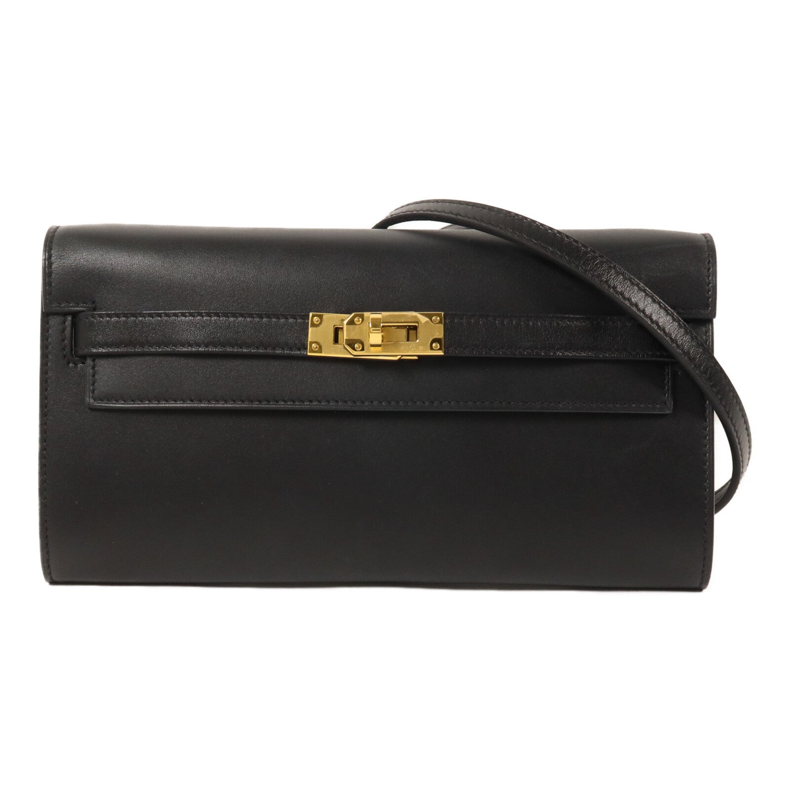 HERMES Box Calf皮革Kelly To Go肩背袋Noir