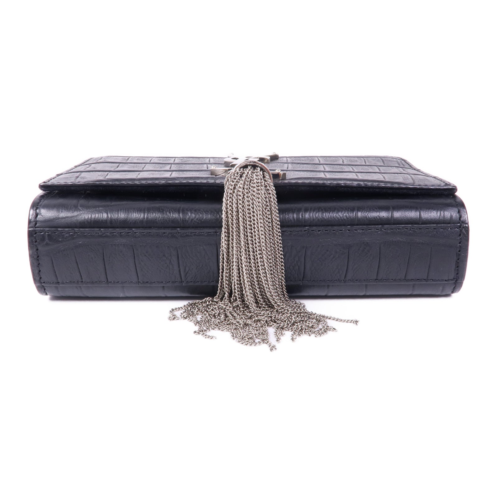 SAINT LAURENT 牛皮皮革Shoulder Bag銀扣鏈帶肩背袋