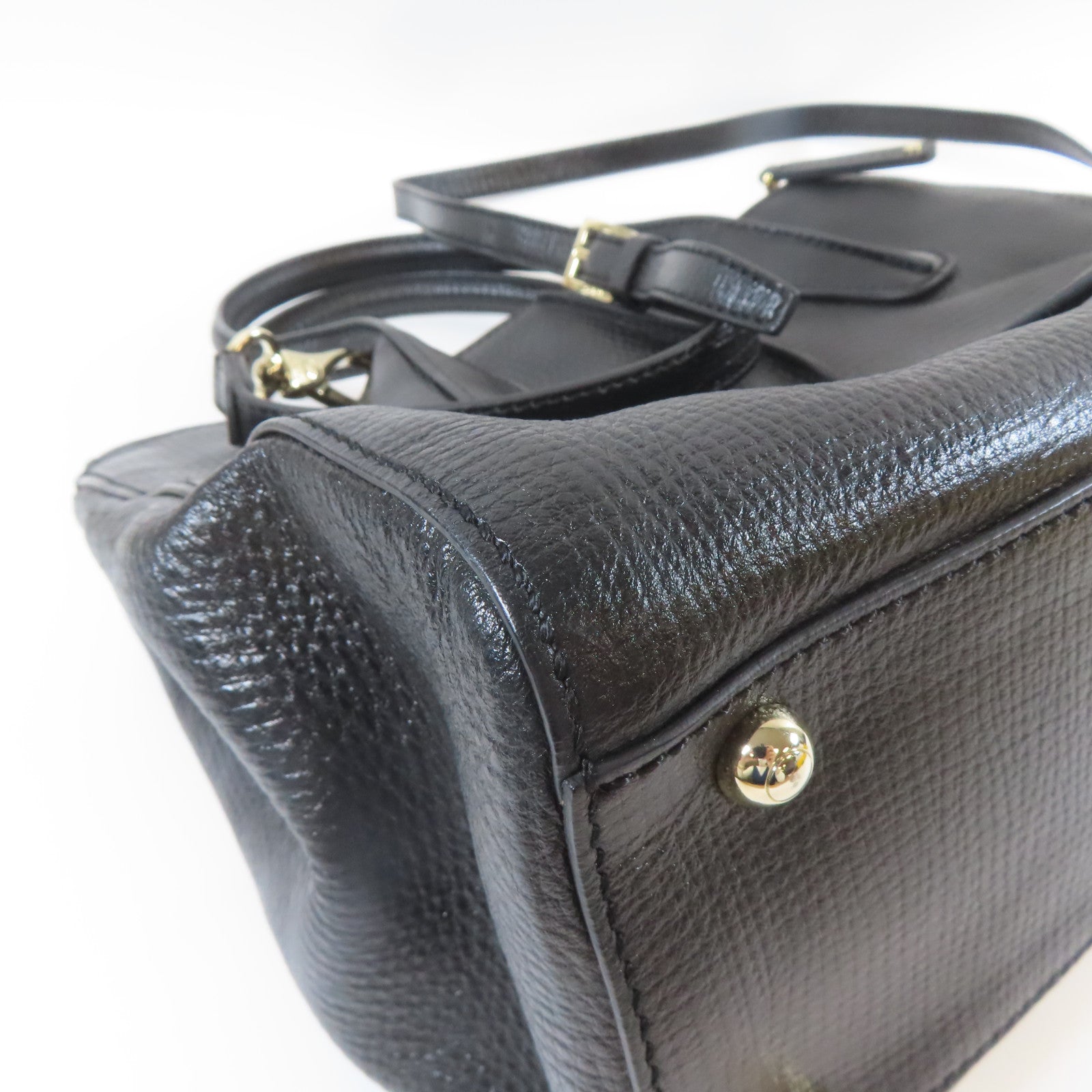 TOD’S 牛皮皮革2 Way Shoulder Bag金扣手挽肩背兩用袋黑色