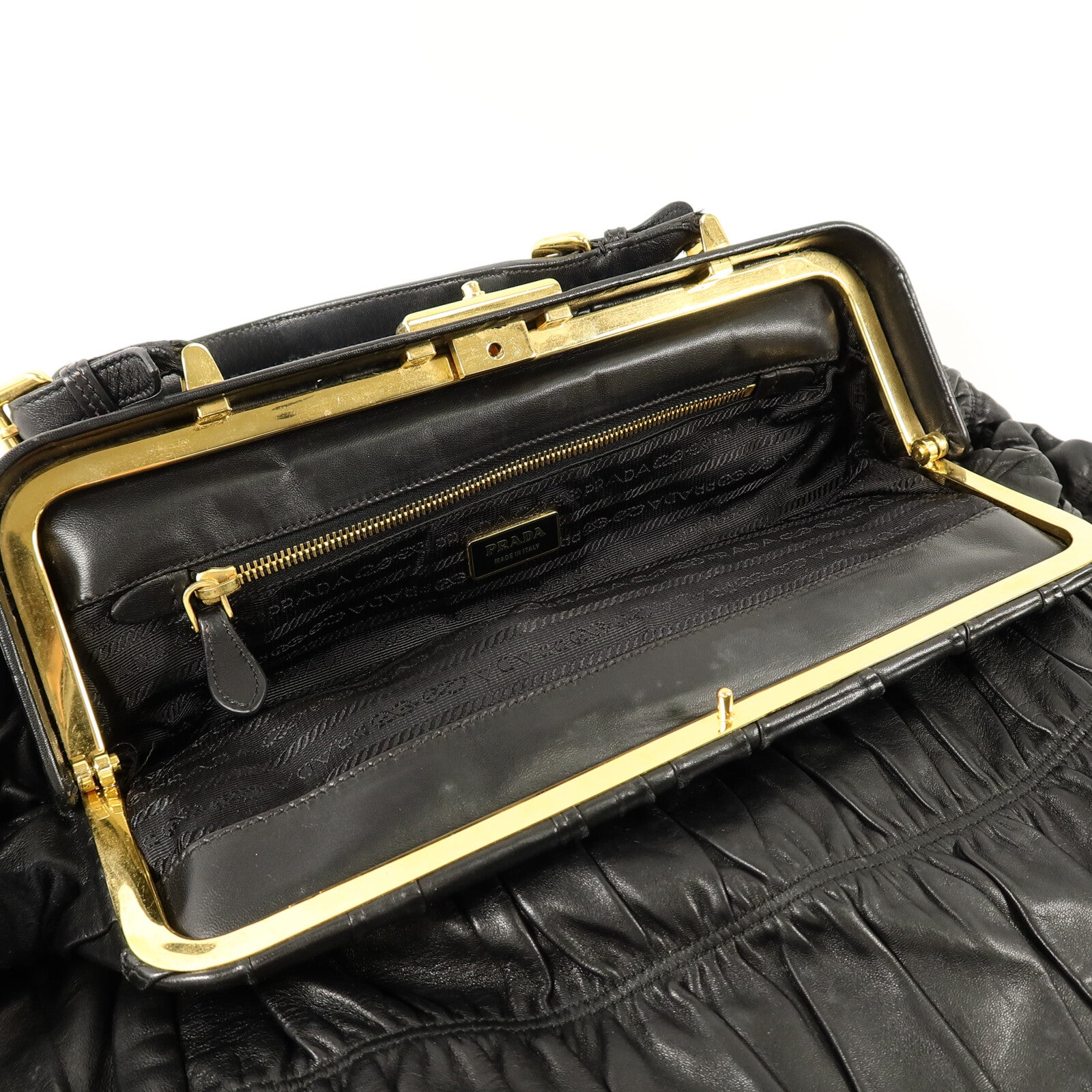 PRADA 羊皮皮革Gaufre Nappa Frame Bag手挽袋