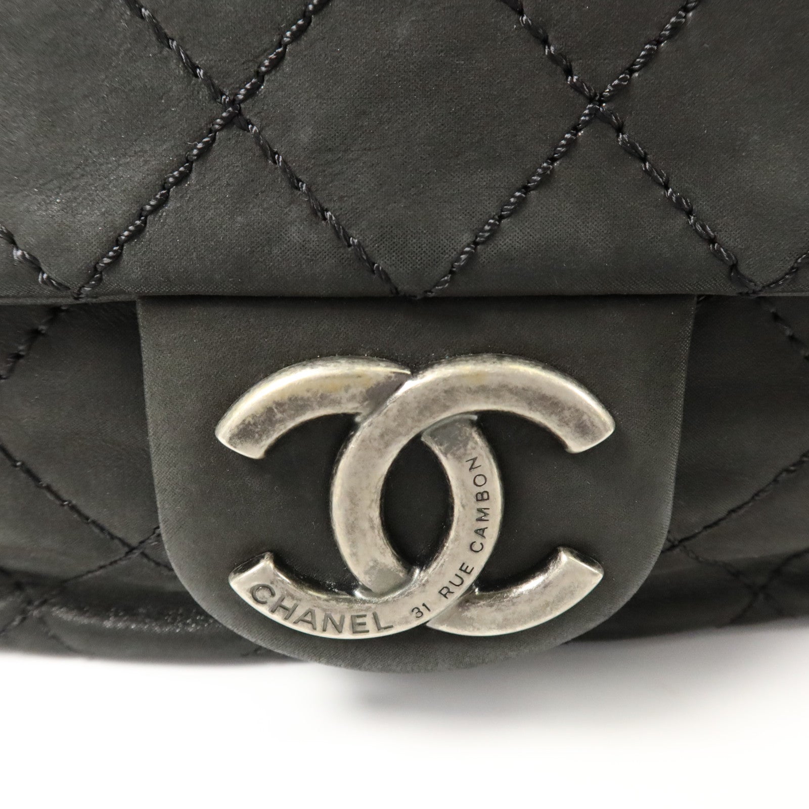 CHANEL 牛皮皮革Chic Quit Flap銀扣鏈帶肩背袋
