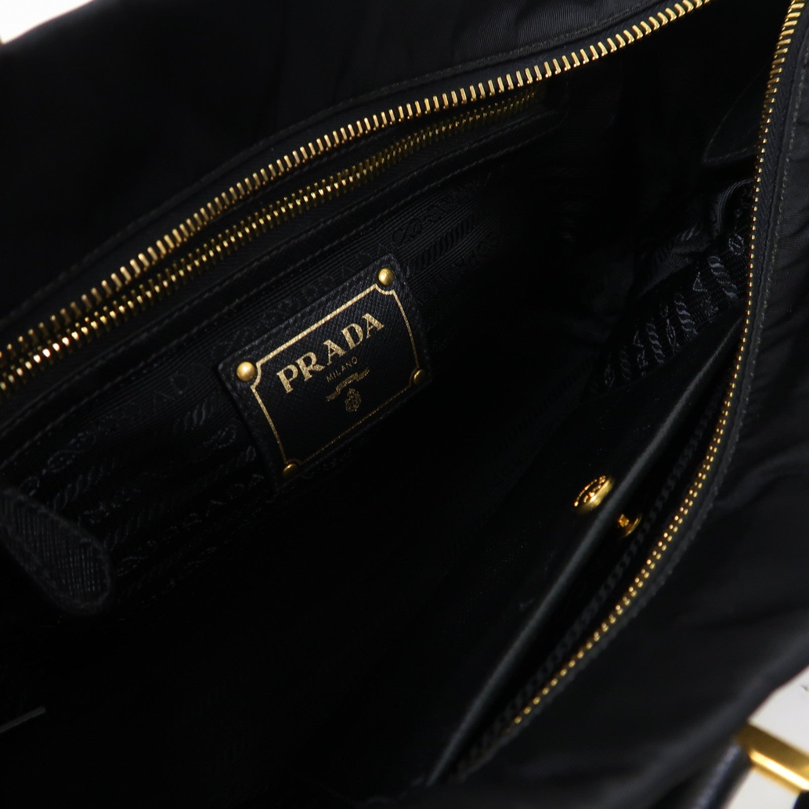 PRADA 尼龍2 Way Shoulder金扣手挽肩背兩用袋黑色