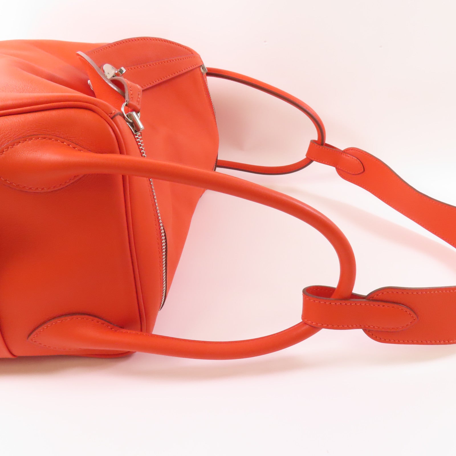 HERMES Swift皮革Lindy 34銀扣手挽肩背兩用袋S5 Rouge Tomate