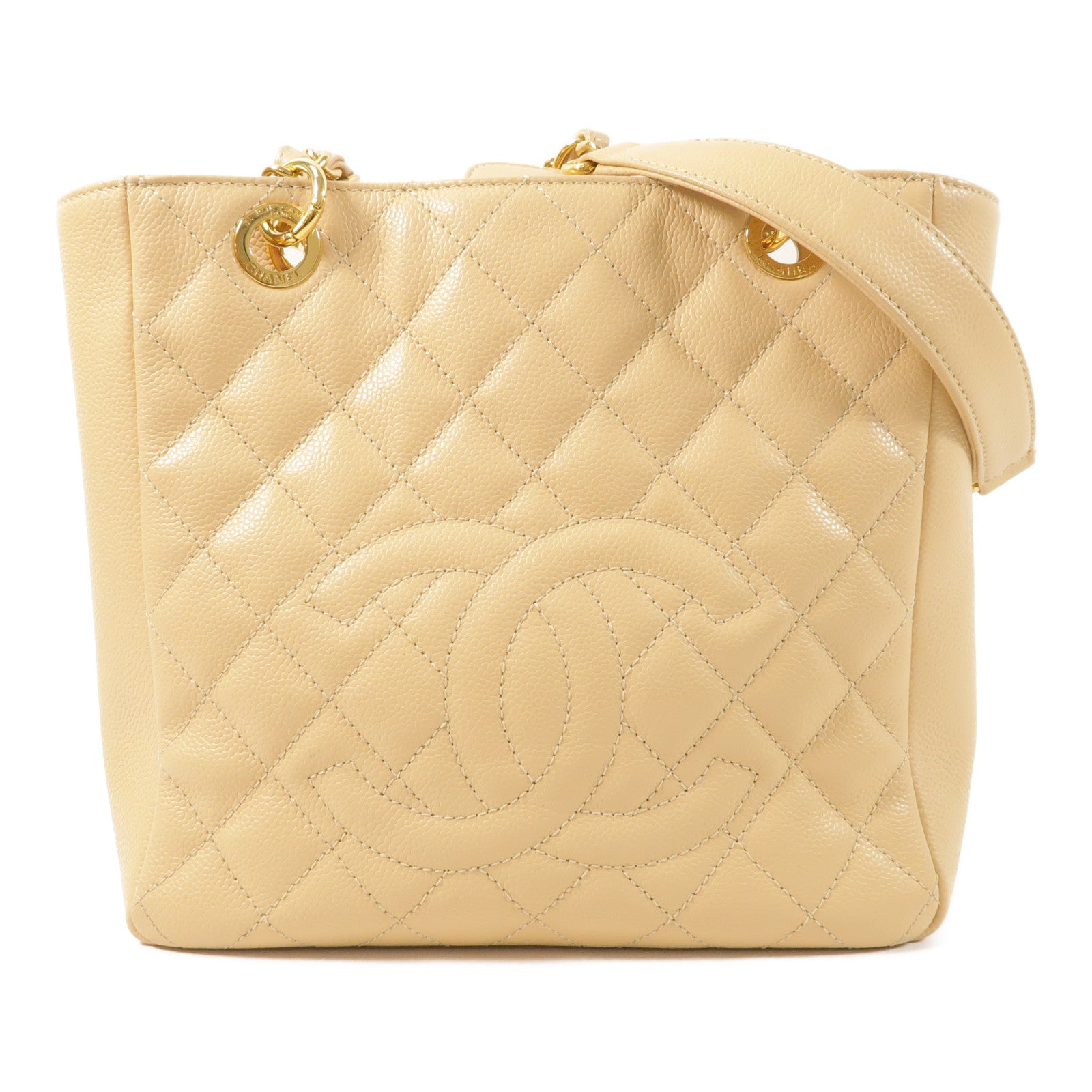 CHANEL 牛皮皮革PST金扣鏈帶肩背袋