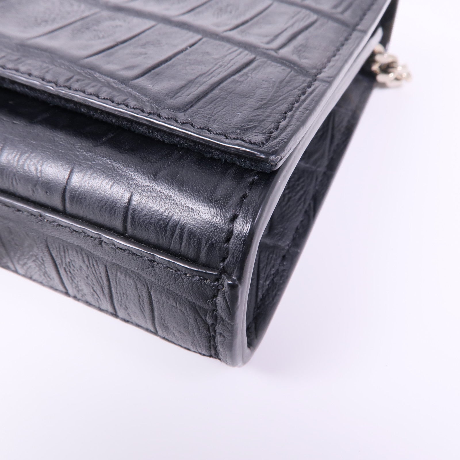 SAINT LAURENT 牛皮皮革Shoulder Bag銀扣鏈帶肩背袋
